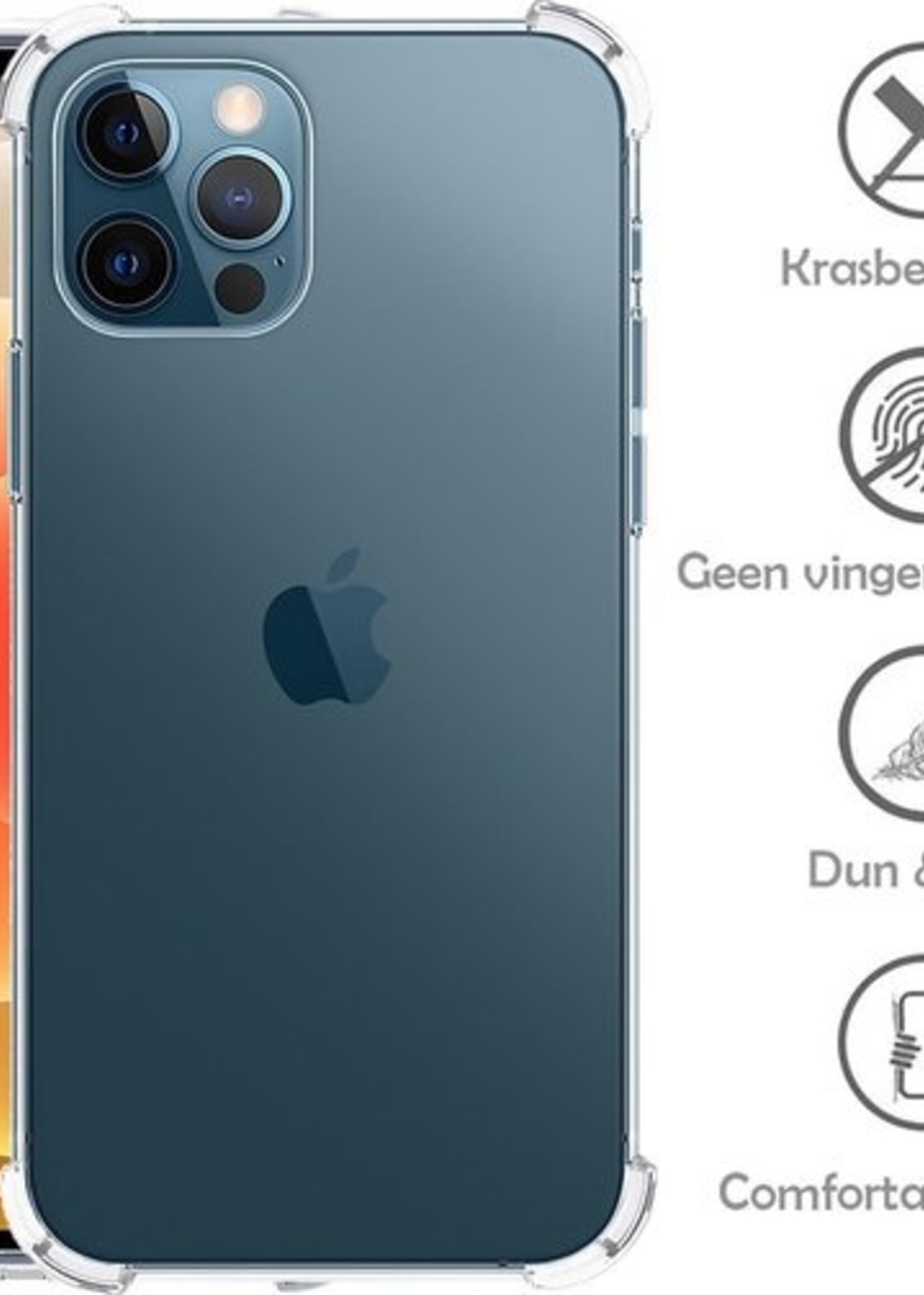 LUQ Hoesje Geschikt voor iPhone 12 Pro Max Hoesje Shockproof Case Siliconen - Hoes Geschikt voor iPhone 12 Pro Max Hoes Cover Siliconen - Transparant - 2 Stuks