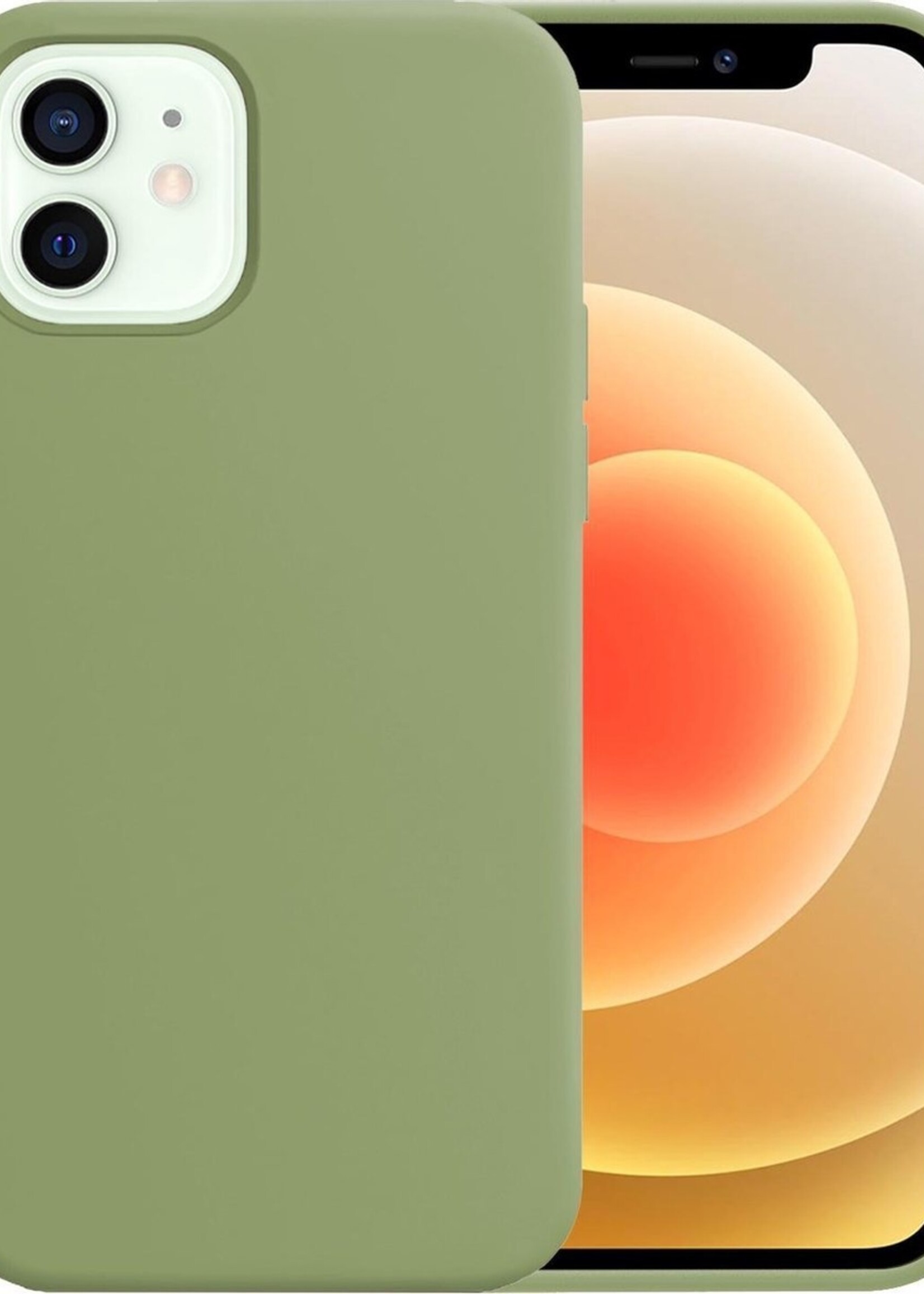 LUQ Hoesje Geschikt voor iPhone 12 Mini Hoesje Siliconen Case - Hoes Geschikt voor iPhone 12 Mini Hoes Siliconen - Groen