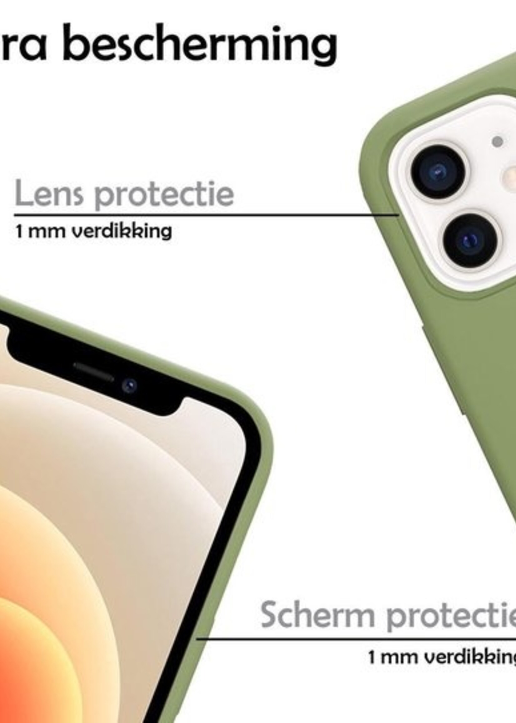 LUQ Hoesje Geschikt voor iPhone 12 Mini Hoesje Siliconen Case - Hoes Geschikt voor iPhone 12 Mini Hoes Siliconen - Groen