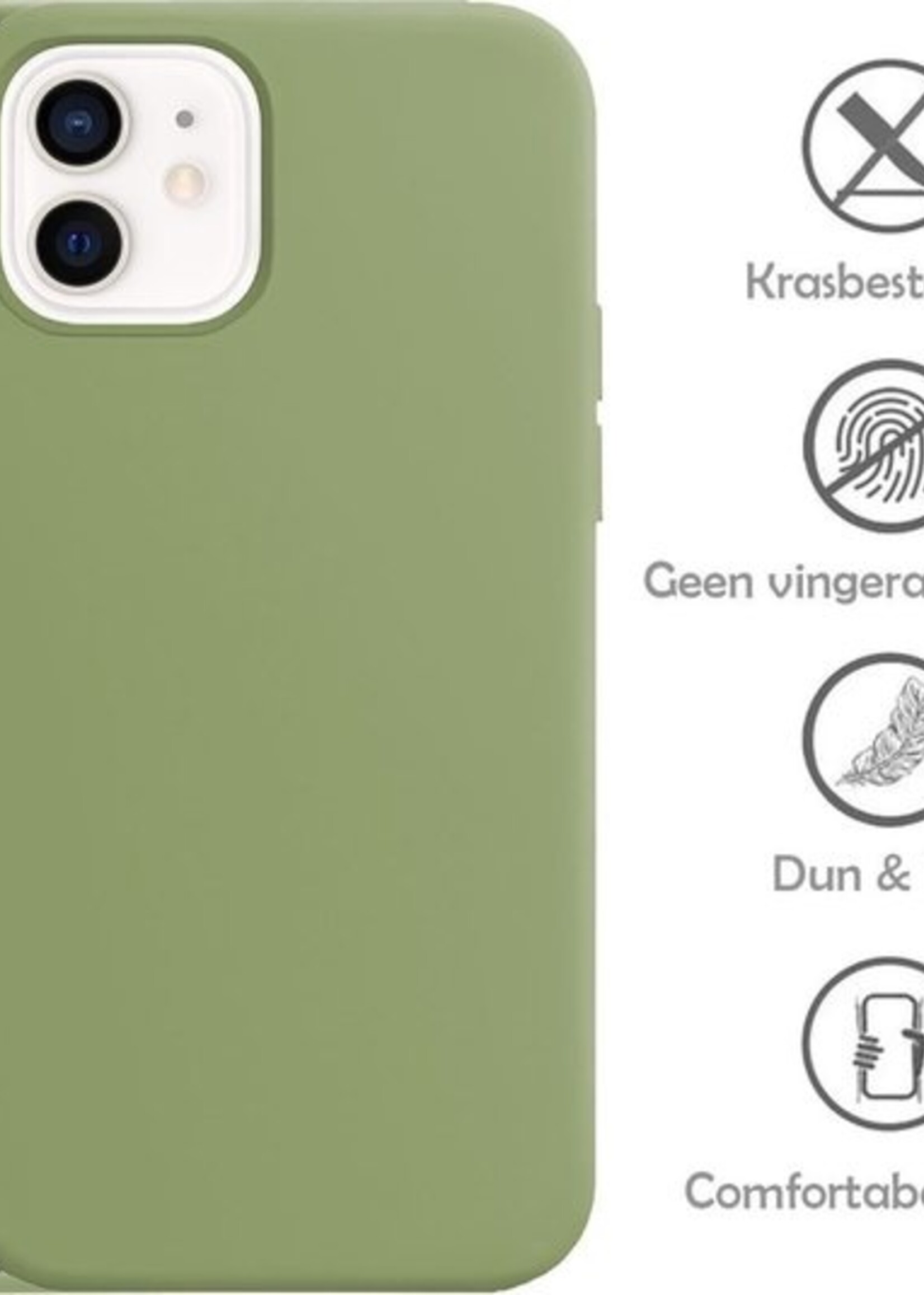 LUQ Hoesje Geschikt voor iPhone 12 Mini Hoesje Siliconen Case - Hoes Geschikt voor iPhone 12 Mini Hoes Siliconen - Groen