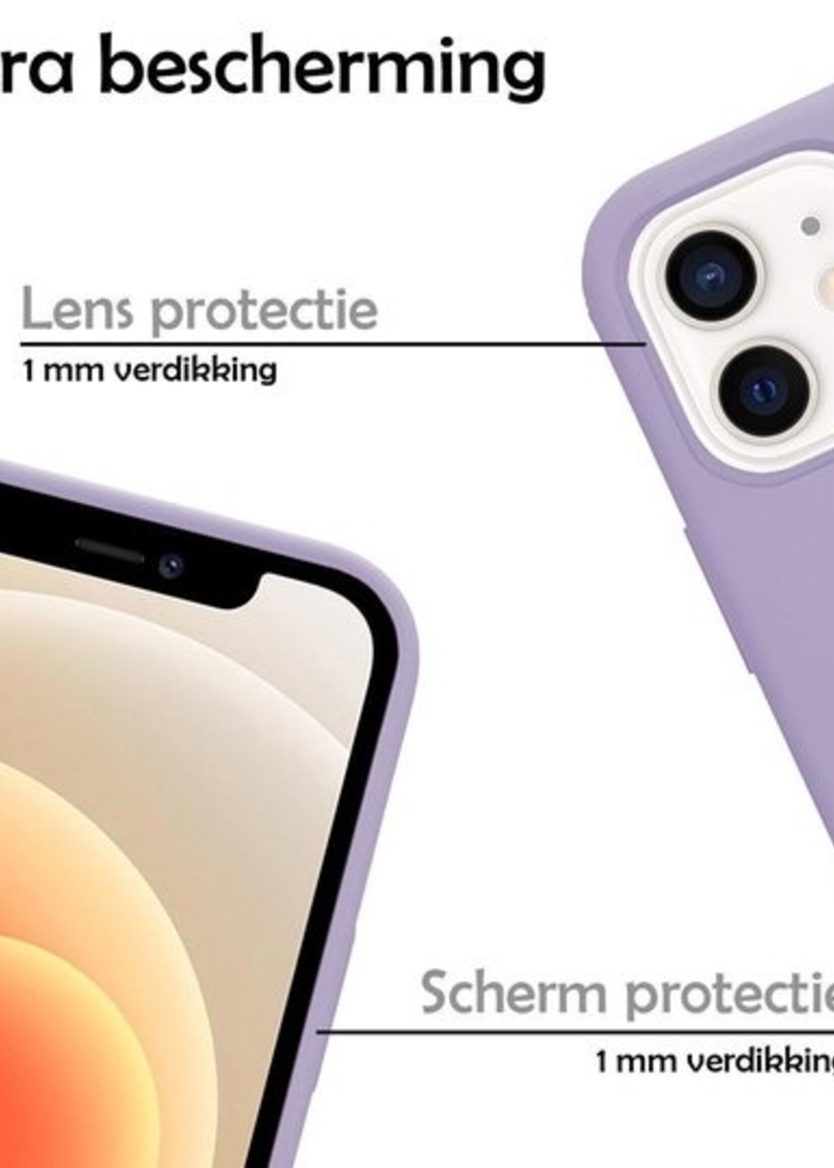 LUQ Hoesje Geschikt voor iPhone 12 Mini Hoesje Siliconen Case - Hoes Geschikt voor iPhone 12 Mini Hoes Siliconen - Lila