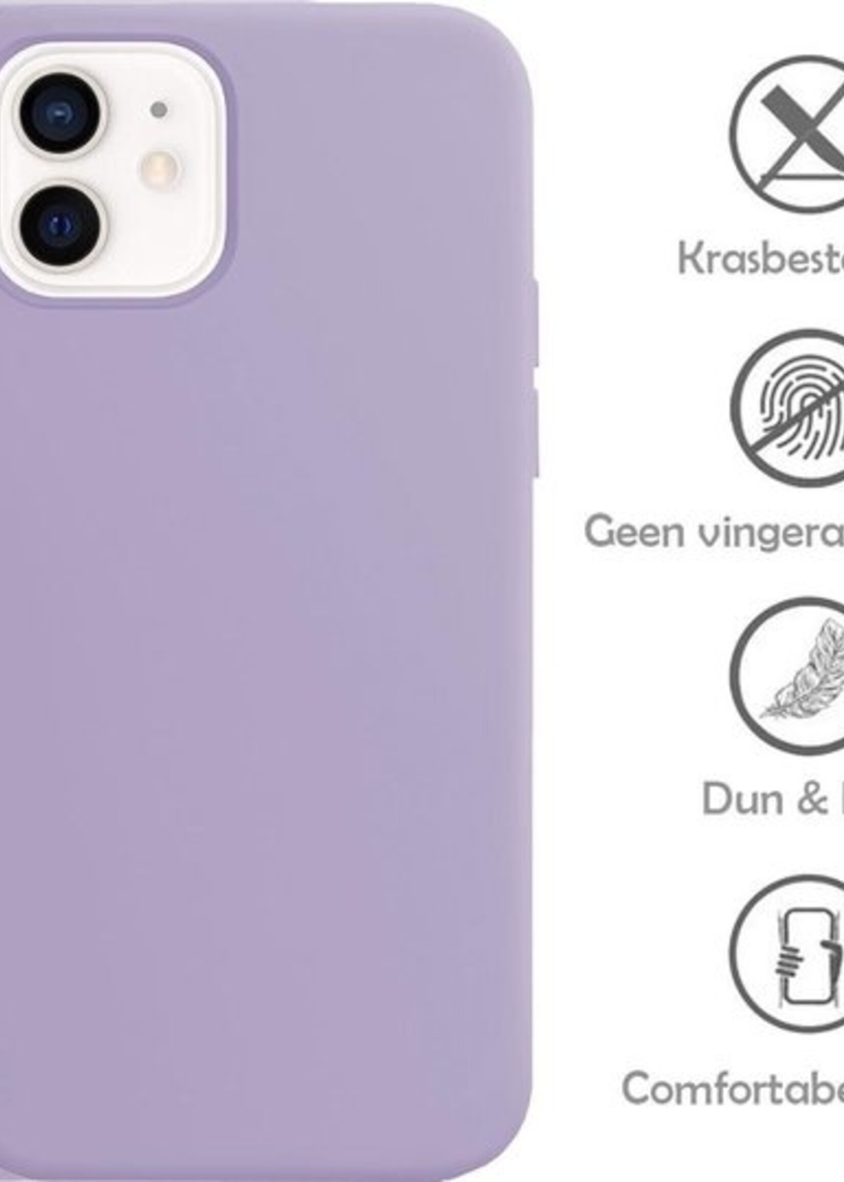 LUQ Hoesje Geschikt voor iPhone 12 Mini Hoesje Siliconen Case - Hoes Geschikt voor iPhone 12 Mini Hoes Siliconen - Lila