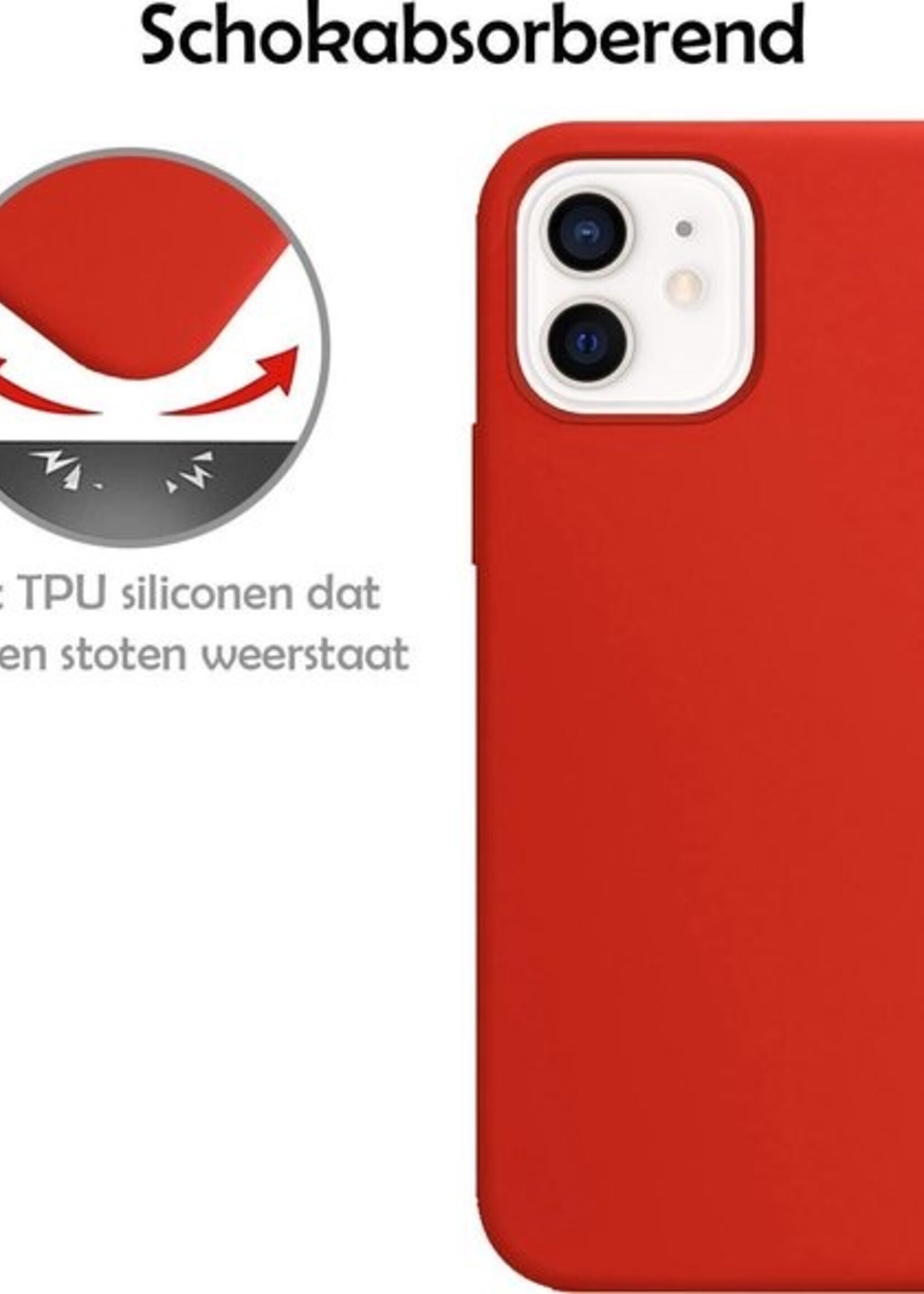 LUQ Hoesje Geschikt voor iPhone 12 Mini Hoesje Siliconen Case - Hoes Geschikt voor iPhone 12 Mini Hoes Siliconen - Rood