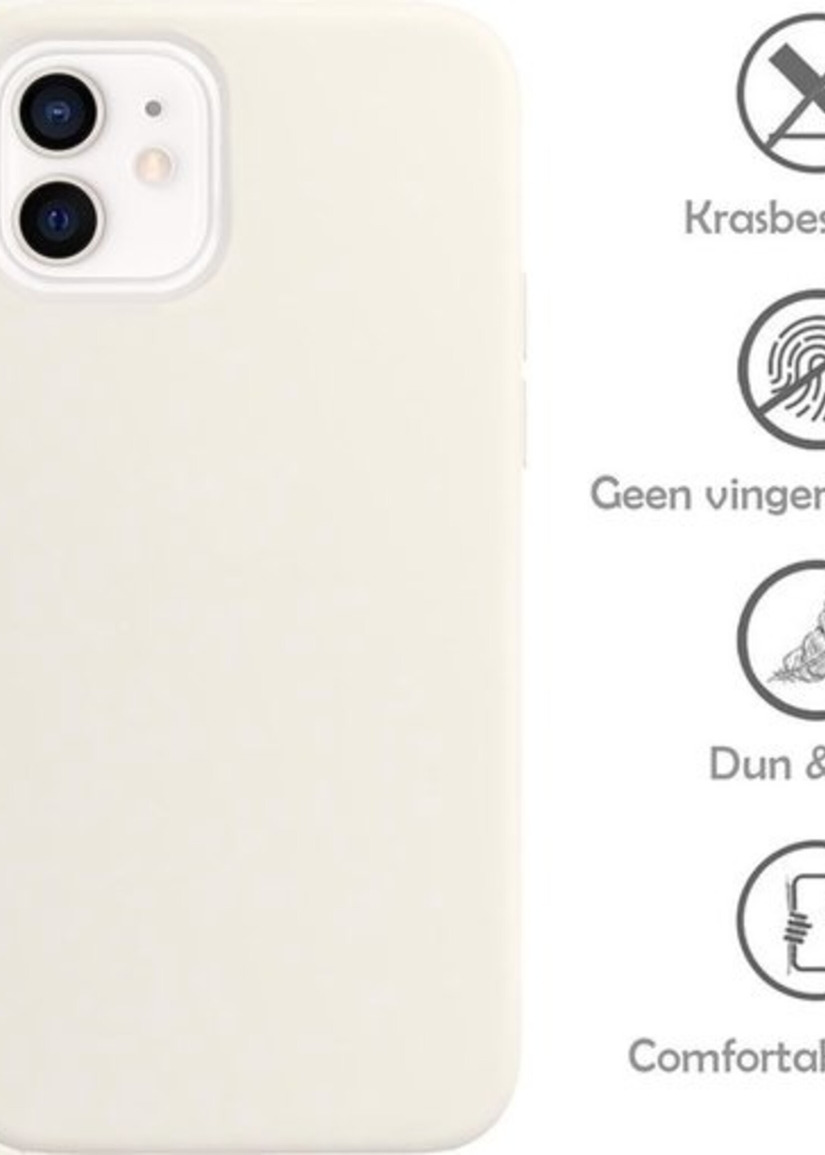 LUQ Hoesje Geschikt voor iPhone 12 Mini Hoesje Siliconen Case - Hoes Geschikt voor iPhone 12 Mini Hoes Siliconen - Wit