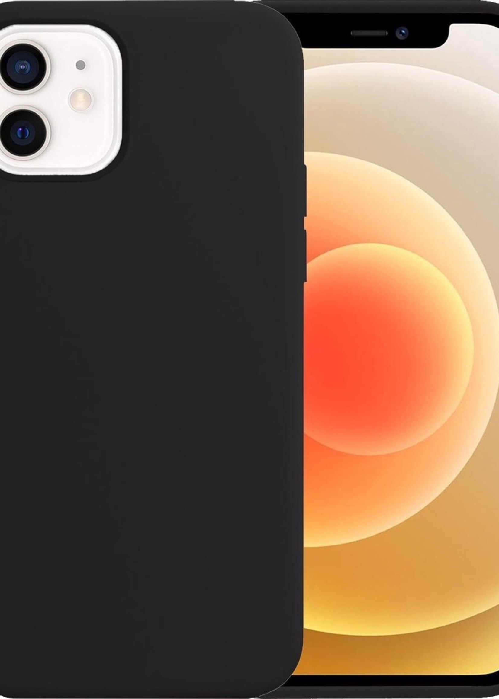 LUQ Hoesje Geschikt voor iPhone 12 Mini Hoesje Siliconen Case - Hoes Geschikt voor iPhone 12 Mini Hoes Siliconen - Zwart