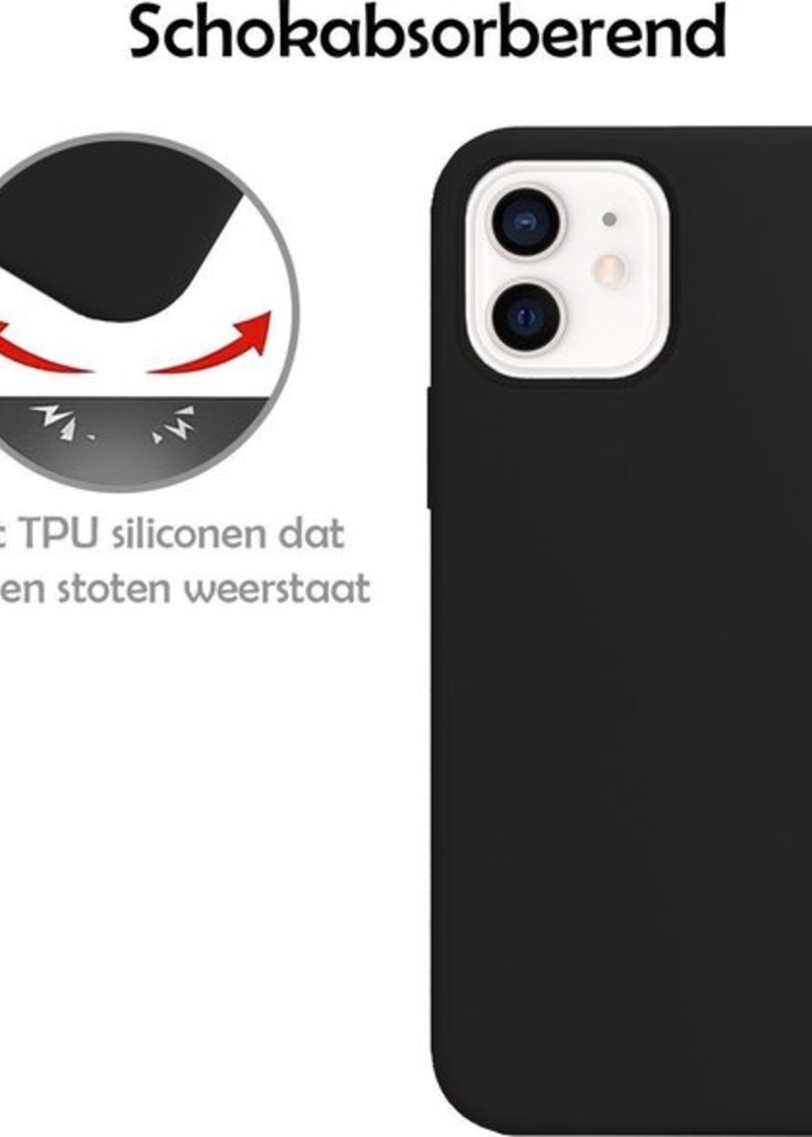 LUQ Hoesje Geschikt voor iPhone 12 Mini Hoesje Siliconen Case - Hoes Geschikt voor iPhone 12 Mini Hoes Siliconen - Zwart