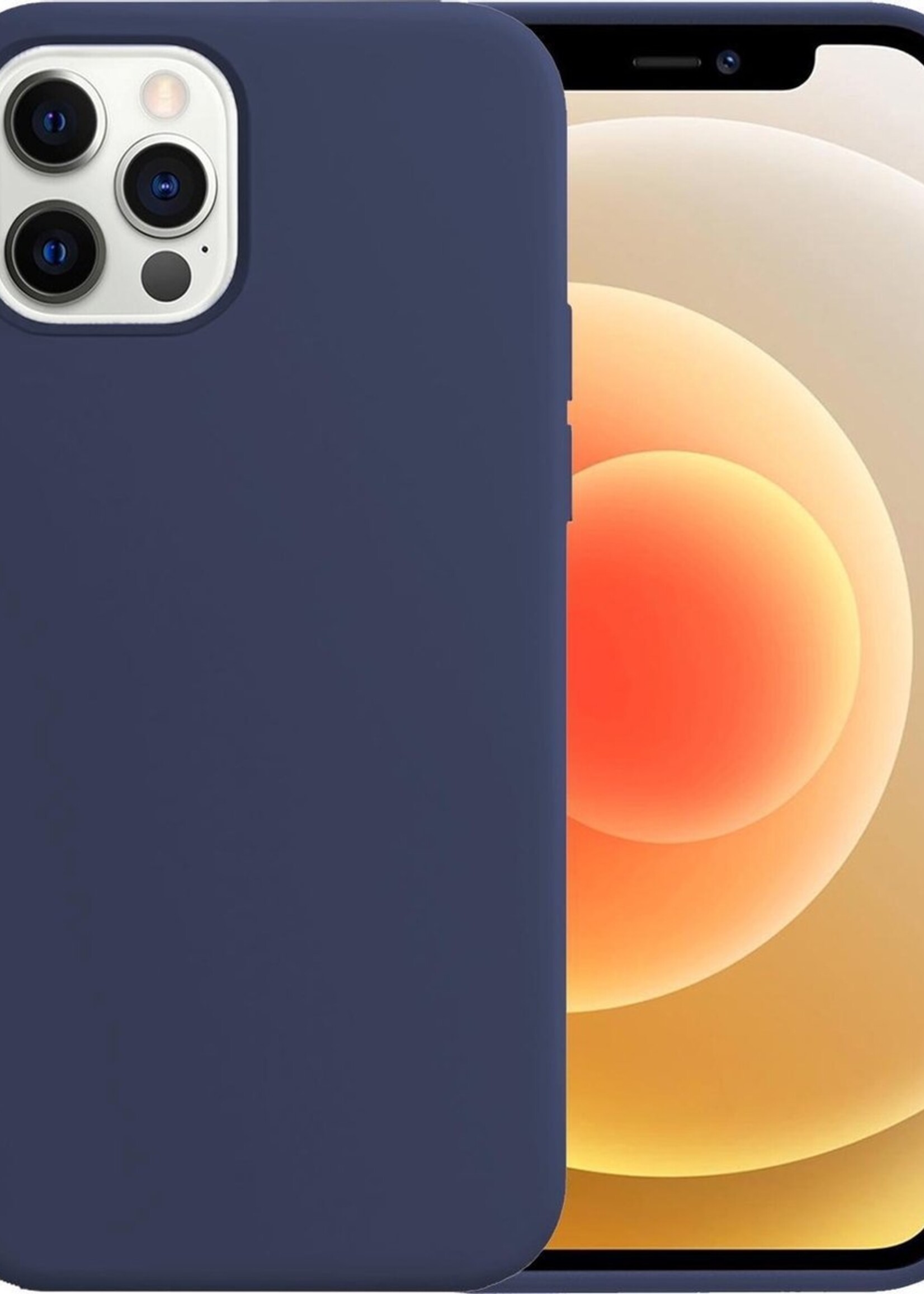 LUQ Hoesje Geschikt voor iPhone 12 Pro Max Hoesje Siliconen Case - Hoes Geschikt voor iPhone 12 Pro Max Hoes Siliconen - Donkerblauw