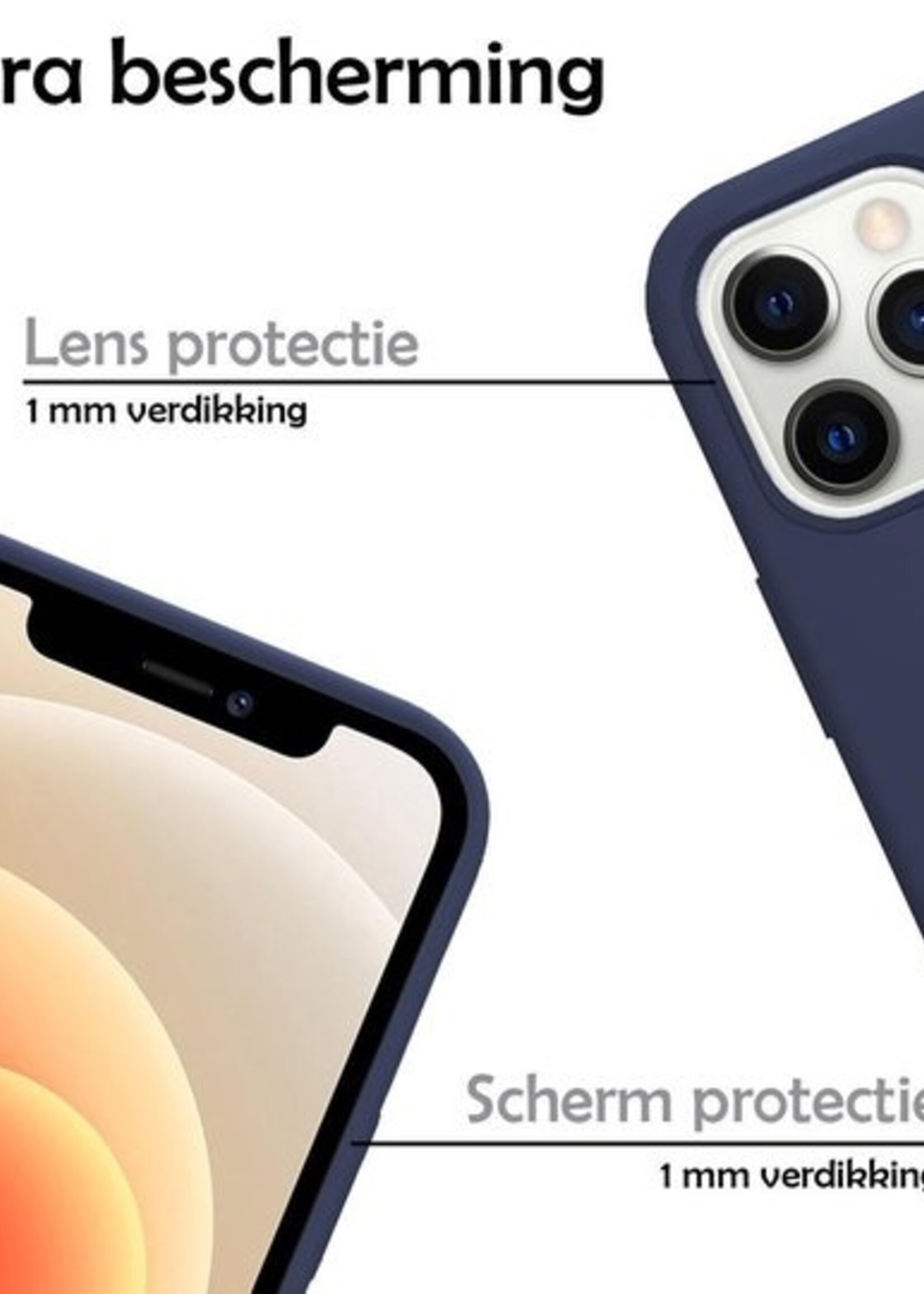 LUQ Hoesje Geschikt voor iPhone 12 Pro Max Hoesje Siliconen Case - Hoes Geschikt voor iPhone 12 Pro Max Hoes Siliconen - Donkerblauw