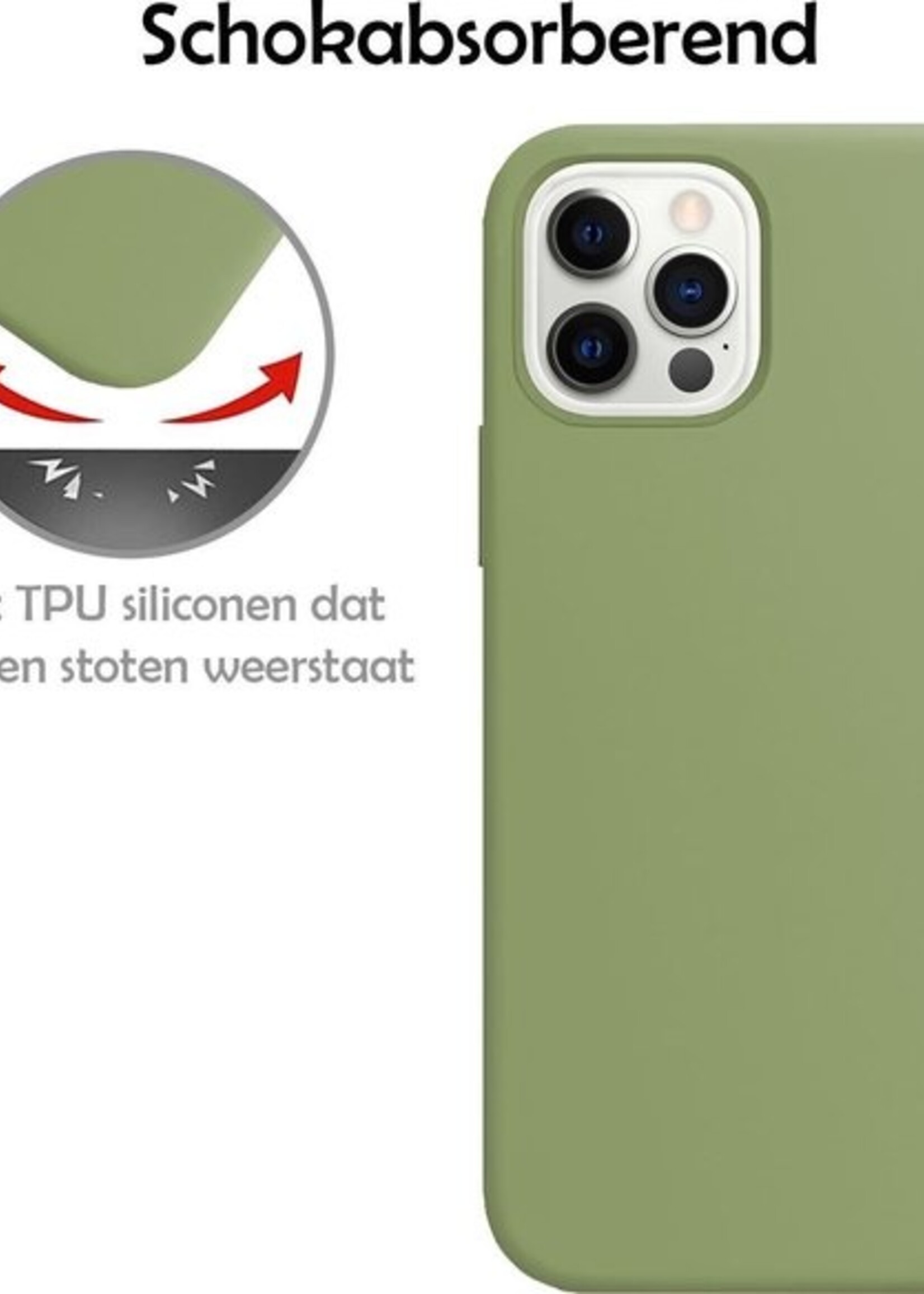 LUQ Hoesje Geschikt voor iPhone 12 Pro Max Hoesje Siliconen Case - Hoes Geschikt voor iPhone 12 Pro Max Hoes Siliconen - Groen