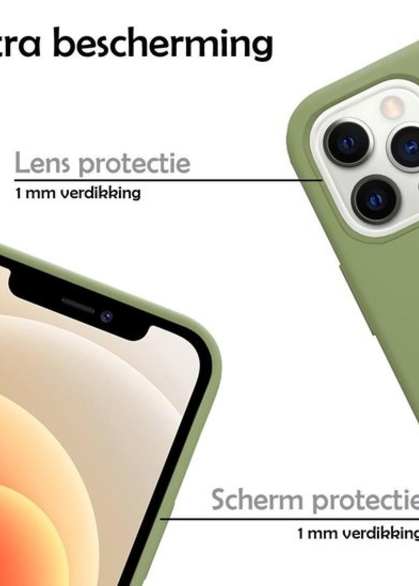 LUQ Hoesje Geschikt voor iPhone 12 Pro Max Hoesje Siliconen Case - Hoes Geschikt voor iPhone 12 Pro Max Hoes Siliconen - Groen