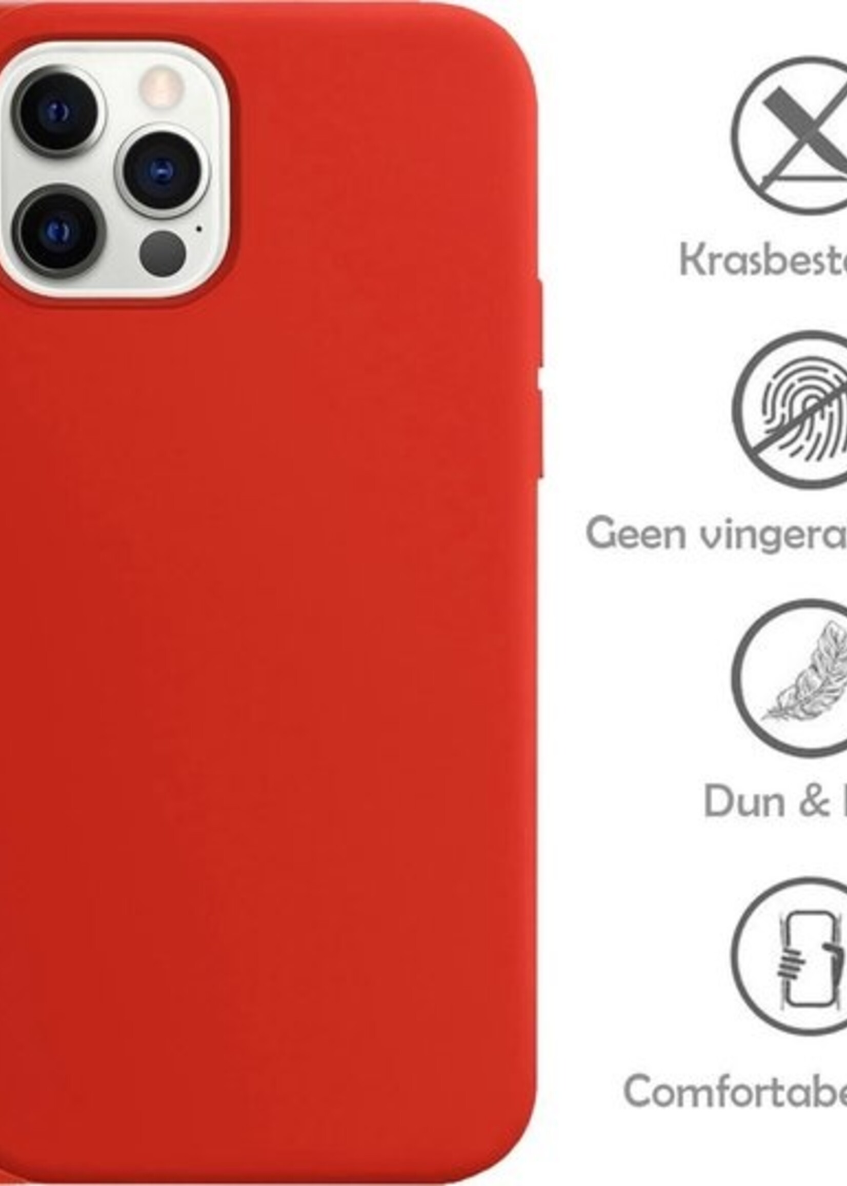 LUQ Hoesje Geschikt voor iPhone 12 Pro Max Hoesje Siliconen Case - Hoes Geschikt voor iPhone 12 Pro Max Hoes Siliconen - Rood