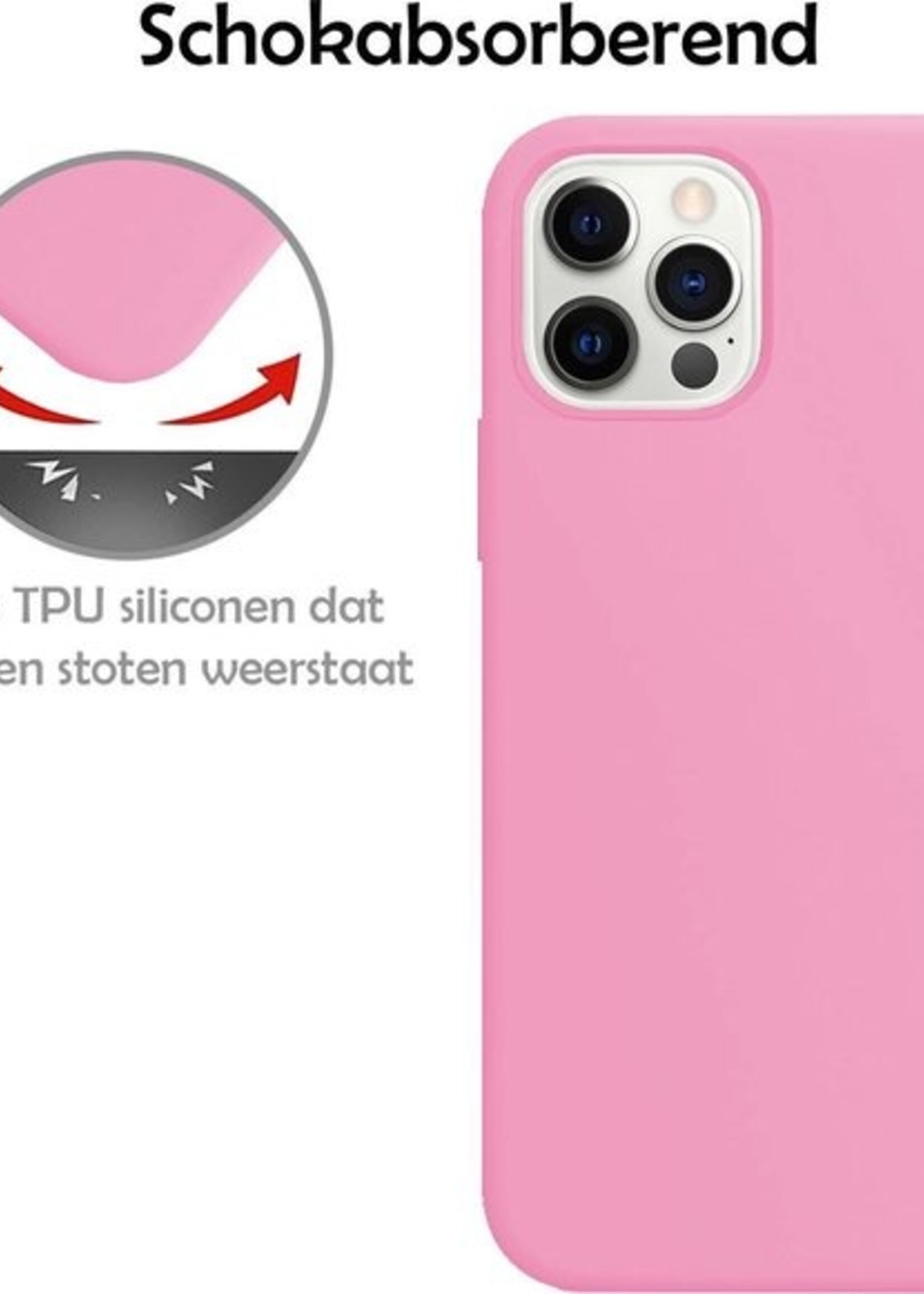 LUQ Hoesje Geschikt voor iPhone 12 Pro Max Hoesje Siliconen Case - Hoes Geschikt voor iPhone 12 Pro Max Hoes Siliconen - Roze
