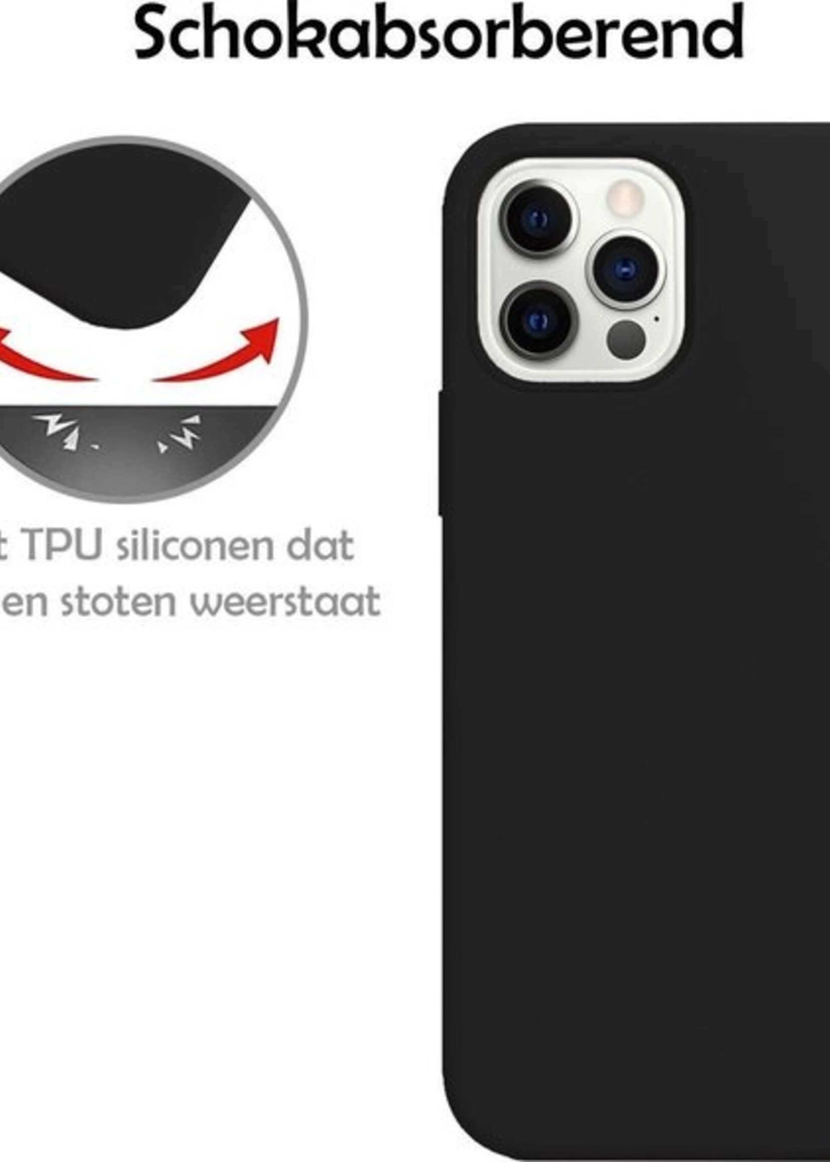 LUQ Hoesje Geschikt voor iPhone 12 Pro Max Hoesje Siliconen Case - Hoes Geschikt voor iPhone 12 Pro Max Hoes Siliconen - Zwart