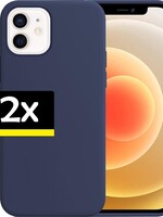 LUQ 2 PACK - LUQ iPhone 12 Mini Hoesje Siliconen Case - Donkerblauw
