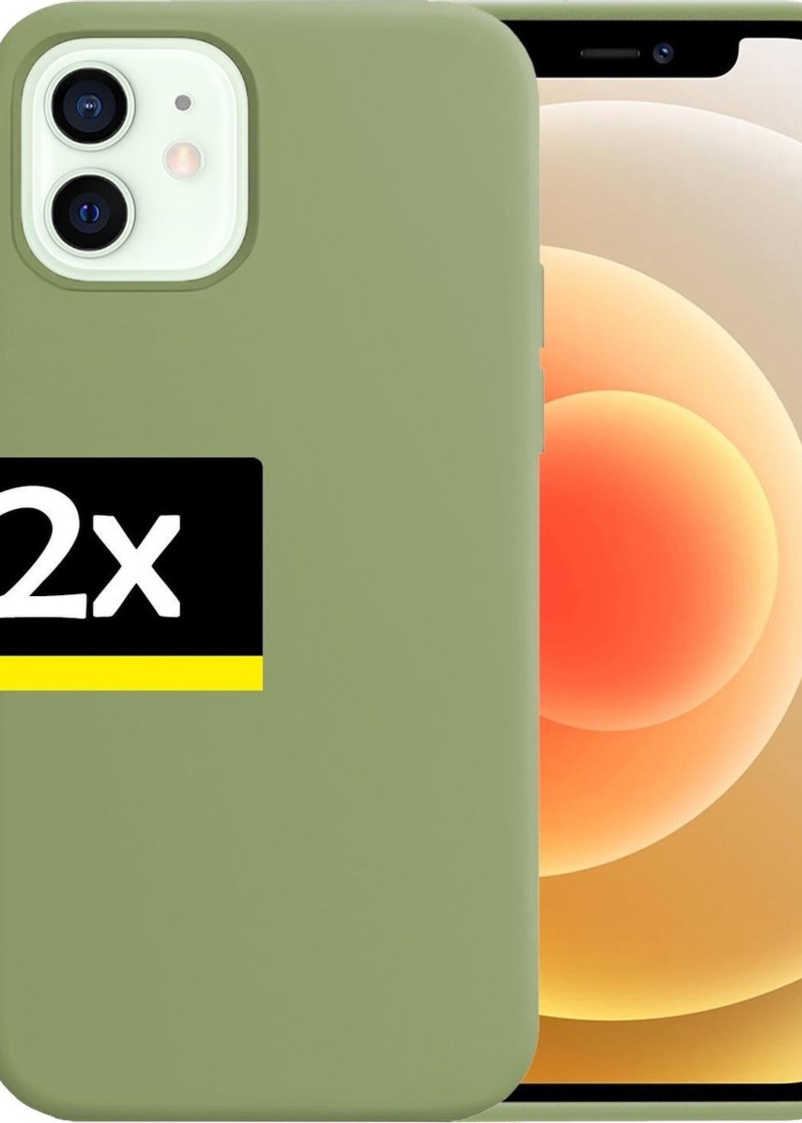 LUQ Hoesje Geschikt voor iPhone 12 Mini Hoesje Siliconen Case - Hoes Geschikt voor iPhone 12 Mini Hoes Siliconen - Groen - 2 Stuks