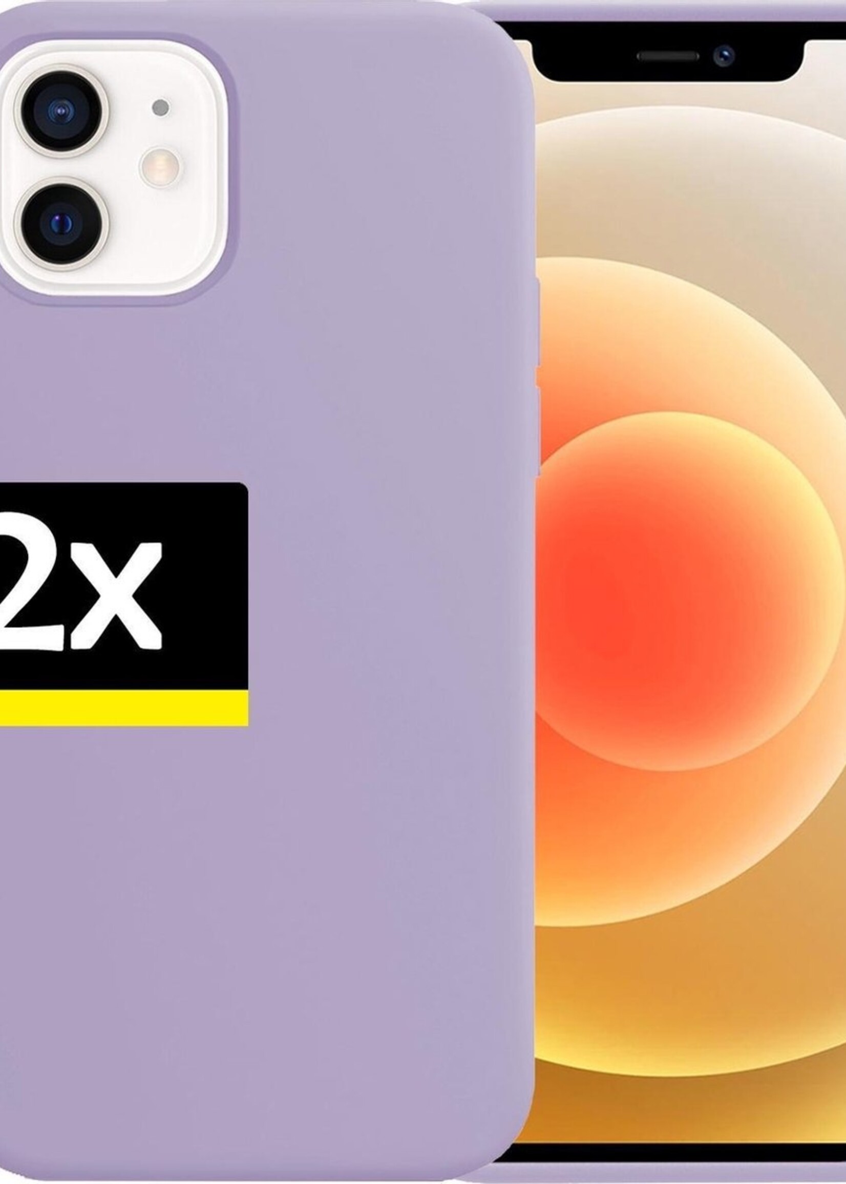 LUQ Hoesje Geschikt voor iPhone 12 Mini Hoesje Siliconen Case - Hoes Geschikt voor iPhone 12 Mini Hoes Siliconen - Lila - 2 Stuks