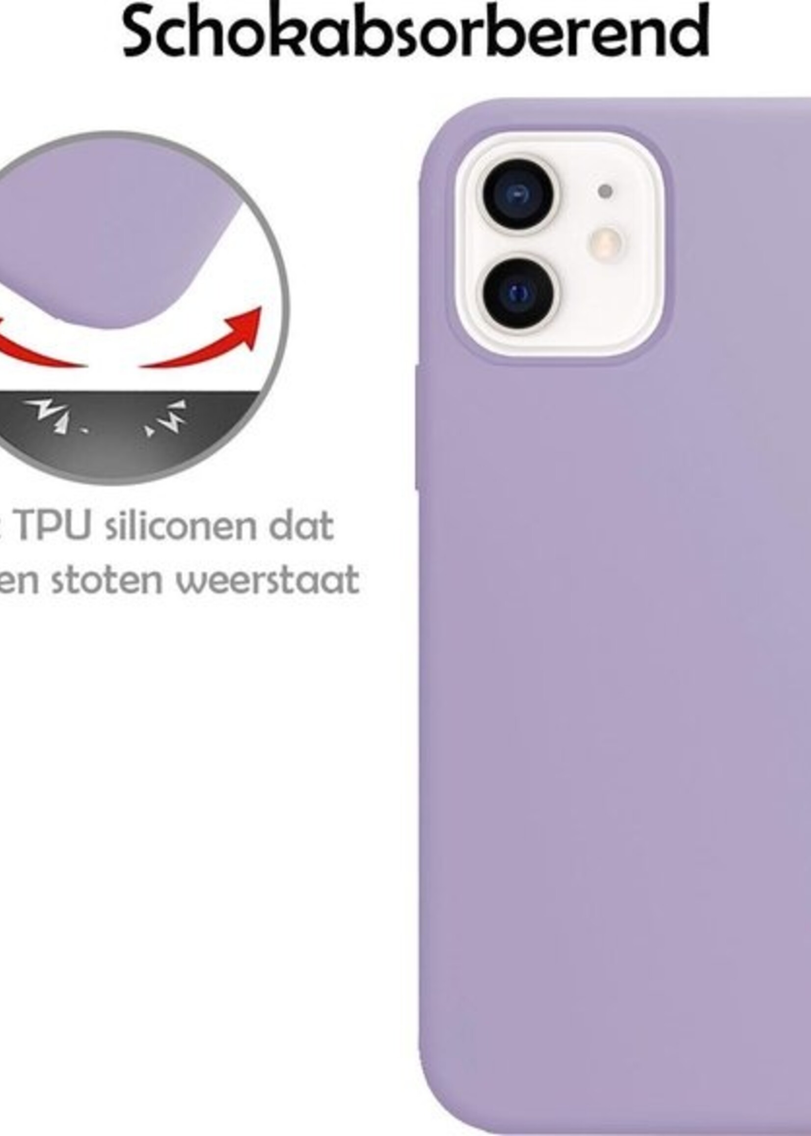 LUQ Hoesje Geschikt voor iPhone 12 Mini Hoesje Siliconen Case - Hoes Geschikt voor iPhone 12 Mini Hoes Siliconen - Lila - 2 Stuks