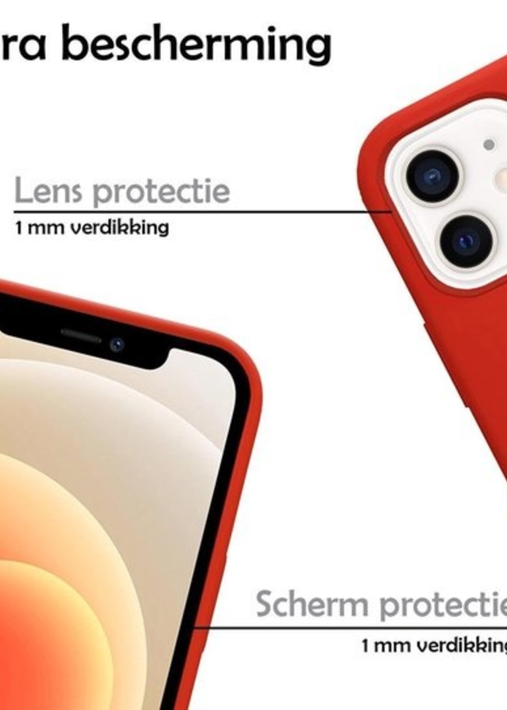 LUQ Hoesje Geschikt voor iPhone 12 Mini Hoesje Siliconen Case - Hoes Geschikt voor iPhone 12 Mini Hoes Siliconen - Rood - 2 Stuks