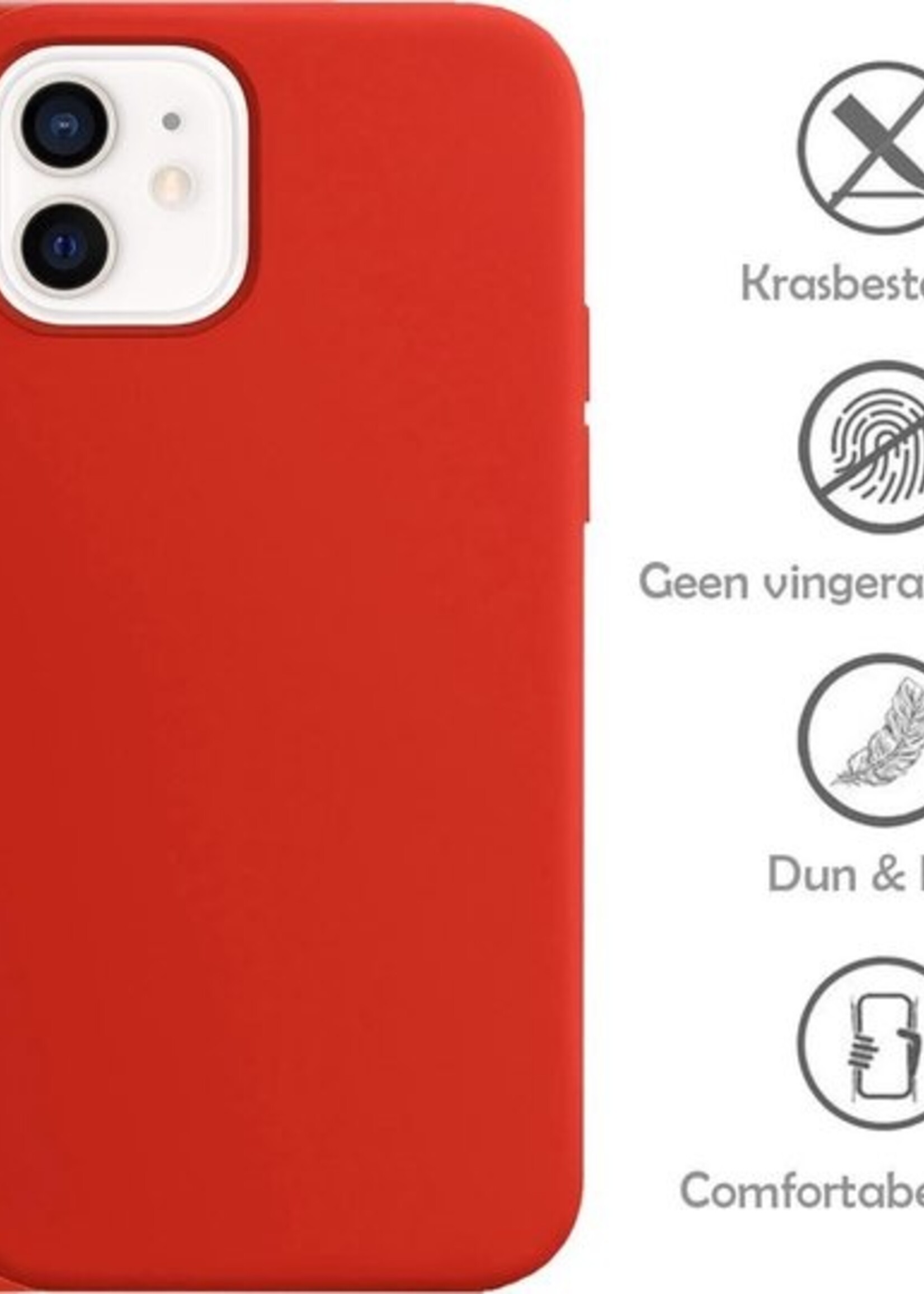 LUQ Hoesje Geschikt voor iPhone 12 Mini Hoesje Siliconen Case - Hoes Geschikt voor iPhone 12 Mini Hoes Siliconen - Rood - 2 Stuks