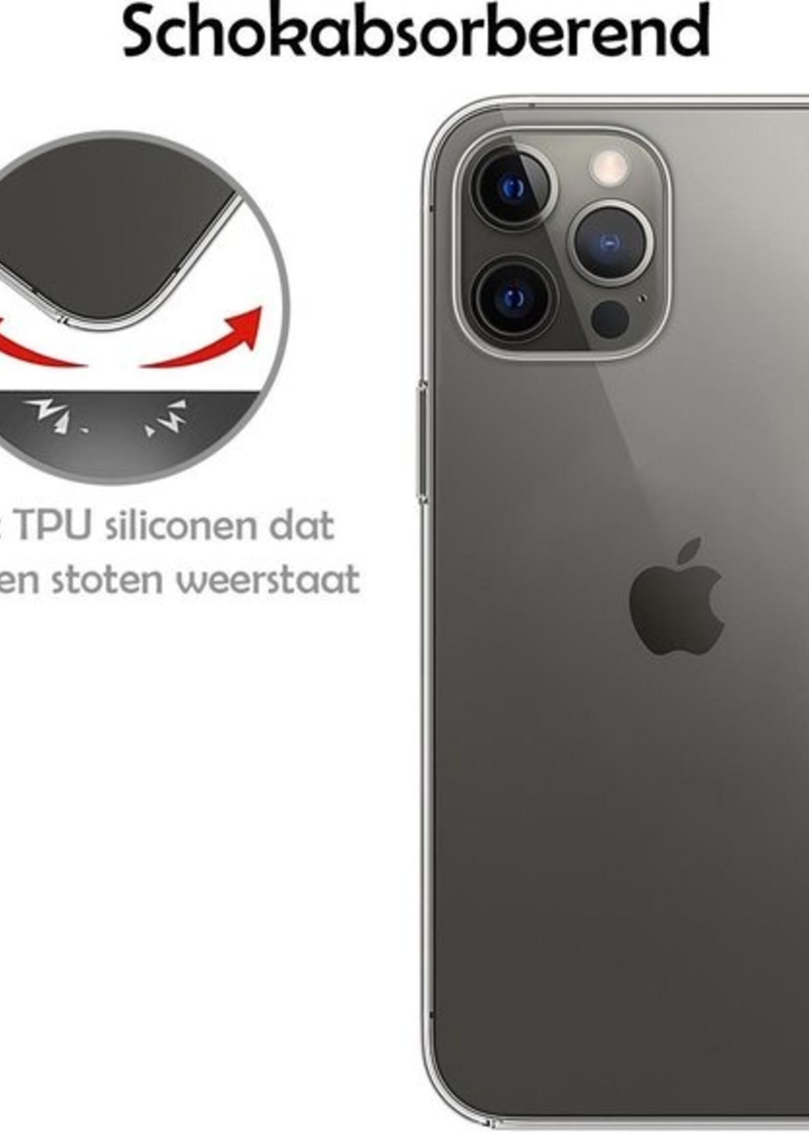 LUQ Hoesje Geschikt voor iPhone 12 Pro Max Hoesje Siliconen Case - Hoes Geschikt voor iPhone 12 Pro Max Hoes Siliconen - Transparant - 2 Stuks