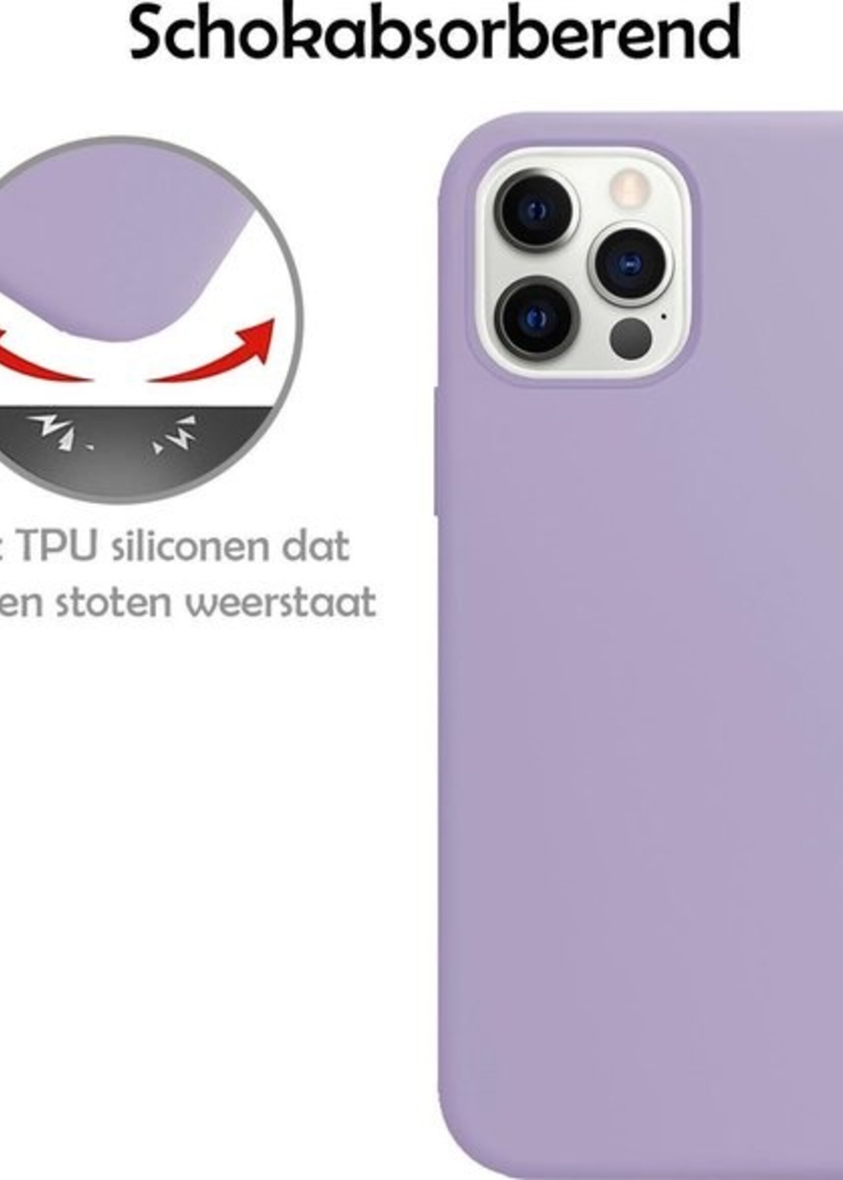 LUQ Hoesje Geschikt voor iPhone 12 Pro Max Hoesje Siliconen Case - Hoes Geschikt voor iPhone 12 Pro Max Hoes Siliconen - Lila - 2 Stuks