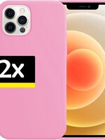 LUQ 2 PACK - LUQ iPhone 12 Pro Max Hoesje Siliconen Case - Lichtroze