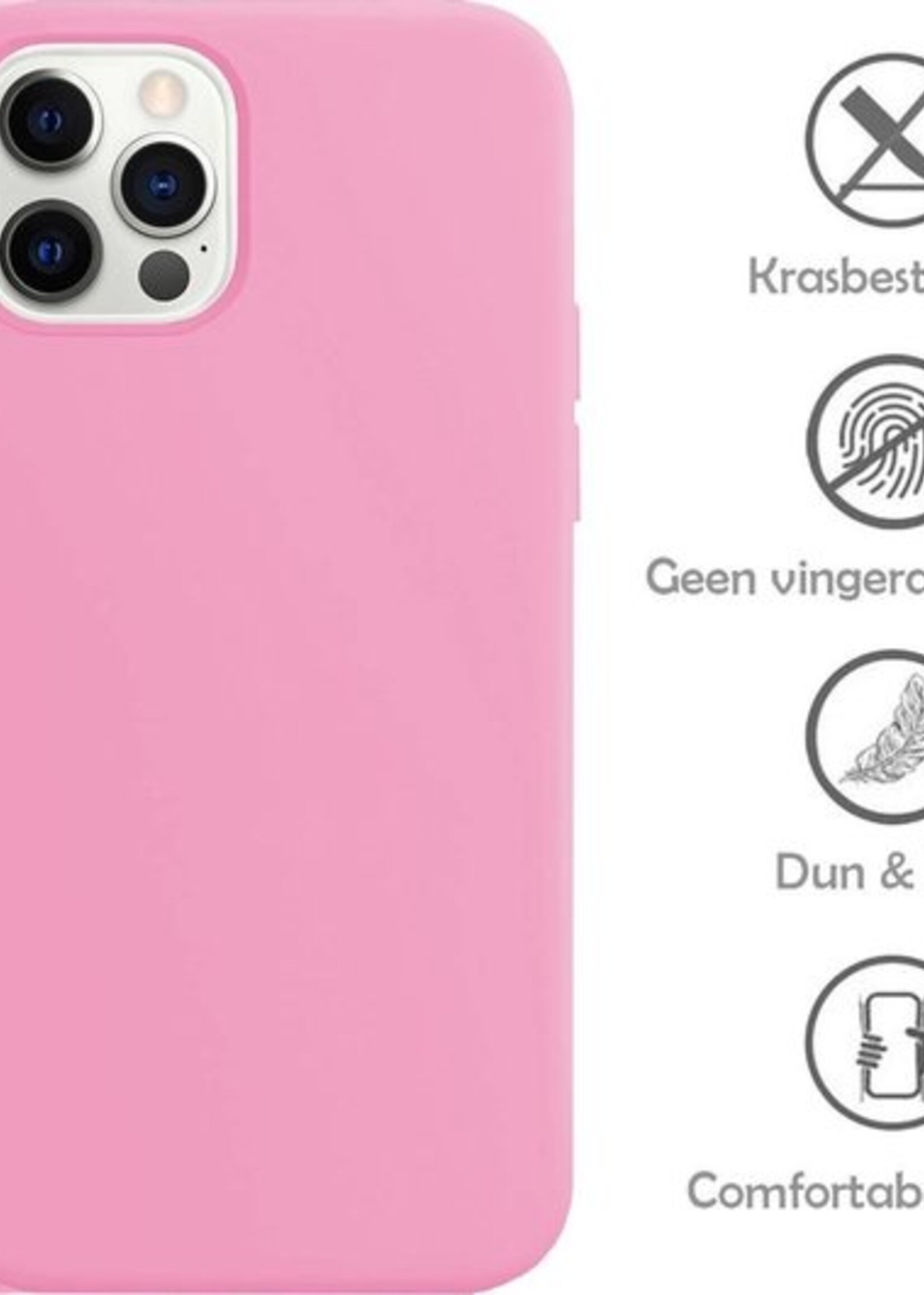 LUQ Hoesje Geschikt voor iPhone 12 Pro Max Hoesje Siliconen Case - Hoes Geschikt voor iPhone 12 Pro Max Hoes Siliconen - Roze - 2 Stuks