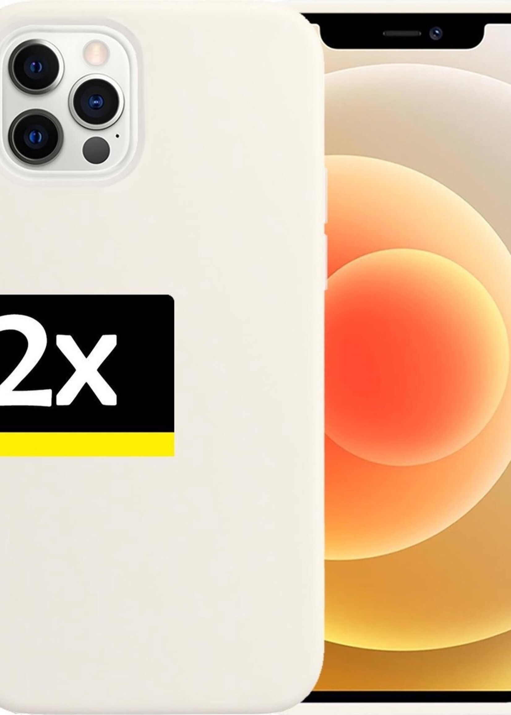 LUQ Hoesje Geschikt voor iPhone 12 Pro Max Hoesje Siliconen Case - Hoes Geschikt voor iPhone 12 Pro Max Hoes Siliconen - Wit - 2 Stuks