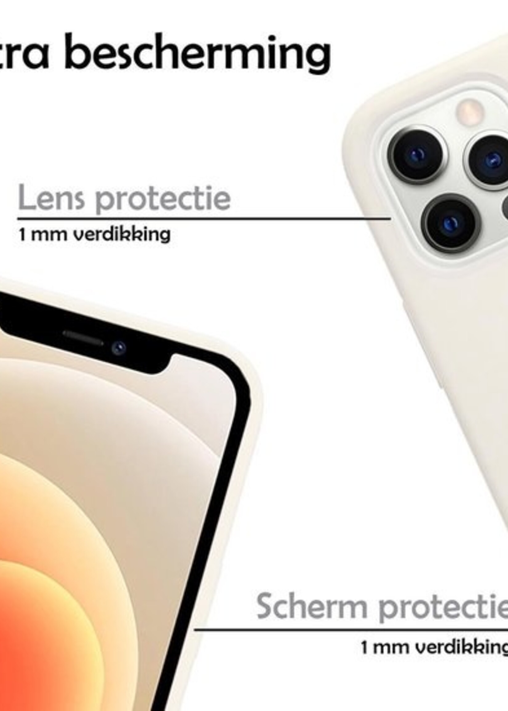 LUQ Hoesje Geschikt voor iPhone 12 Pro Max Hoesje Siliconen Case - Hoes Geschikt voor iPhone 12 Pro Max Hoes Siliconen - Wit - 2 Stuks