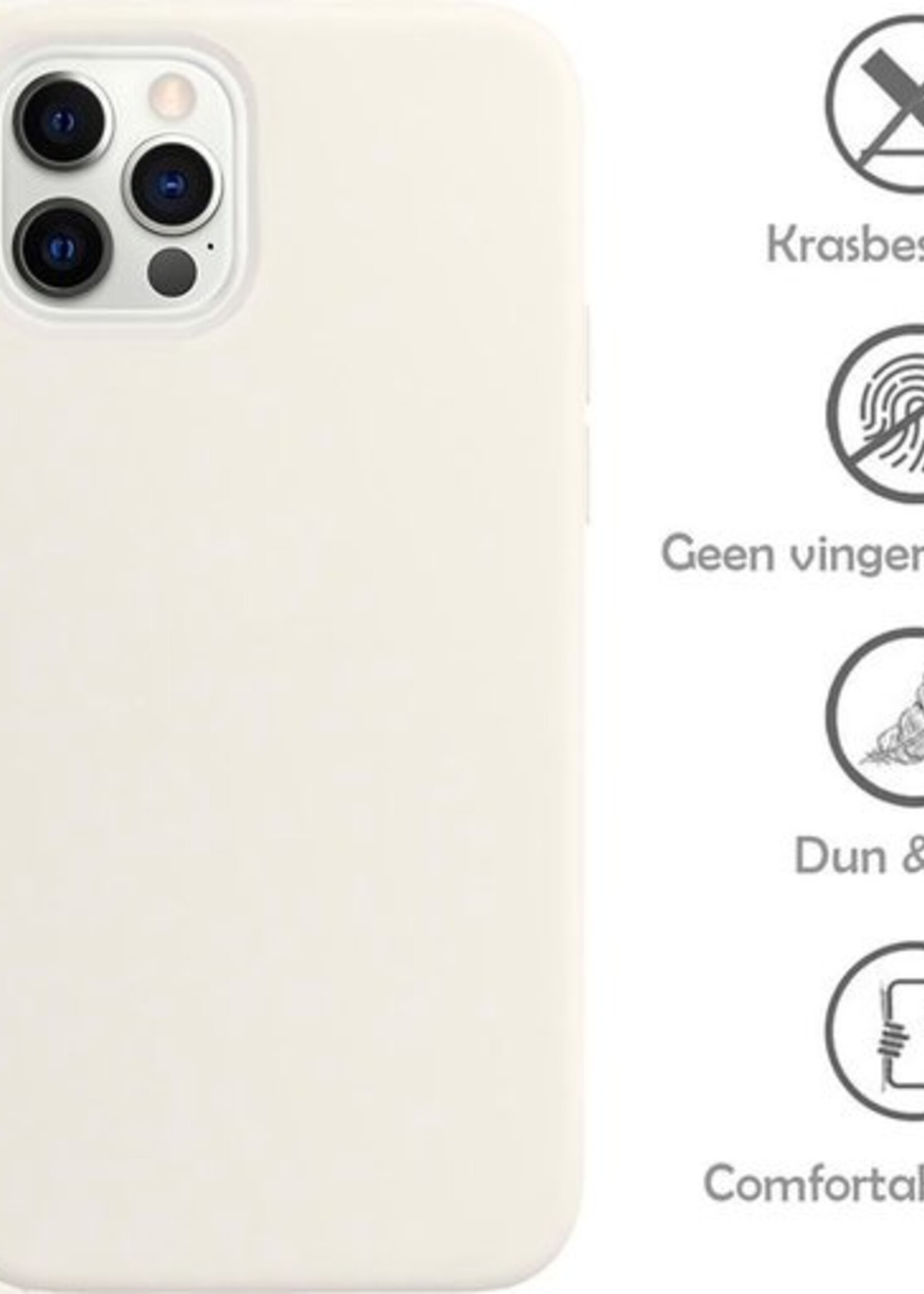 LUQ Hoesje Geschikt voor iPhone 12 Pro Max Hoesje Siliconen Case - Hoes Geschikt voor iPhone 12 Pro Max Hoes Siliconen - Wit - 2 Stuks