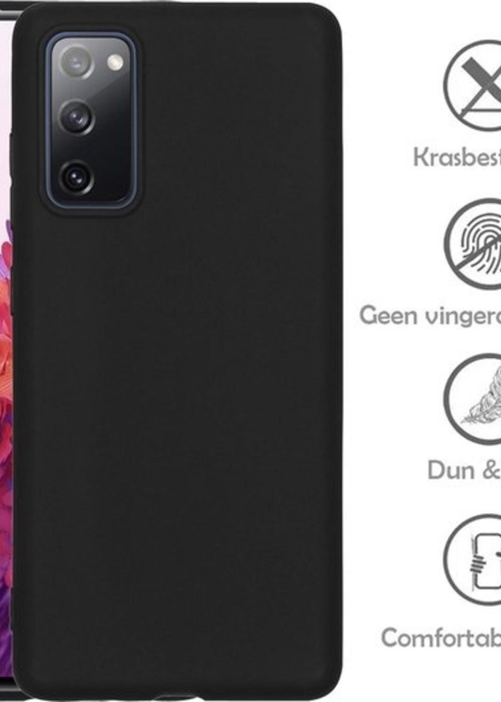 LUQ Hoesje Geschikt voor Samsung S20 FE Hoesje Siliconen Case - Hoes Geschikt voor Samsung Galaxy S20 FE Hoes Siliconen - Zwart