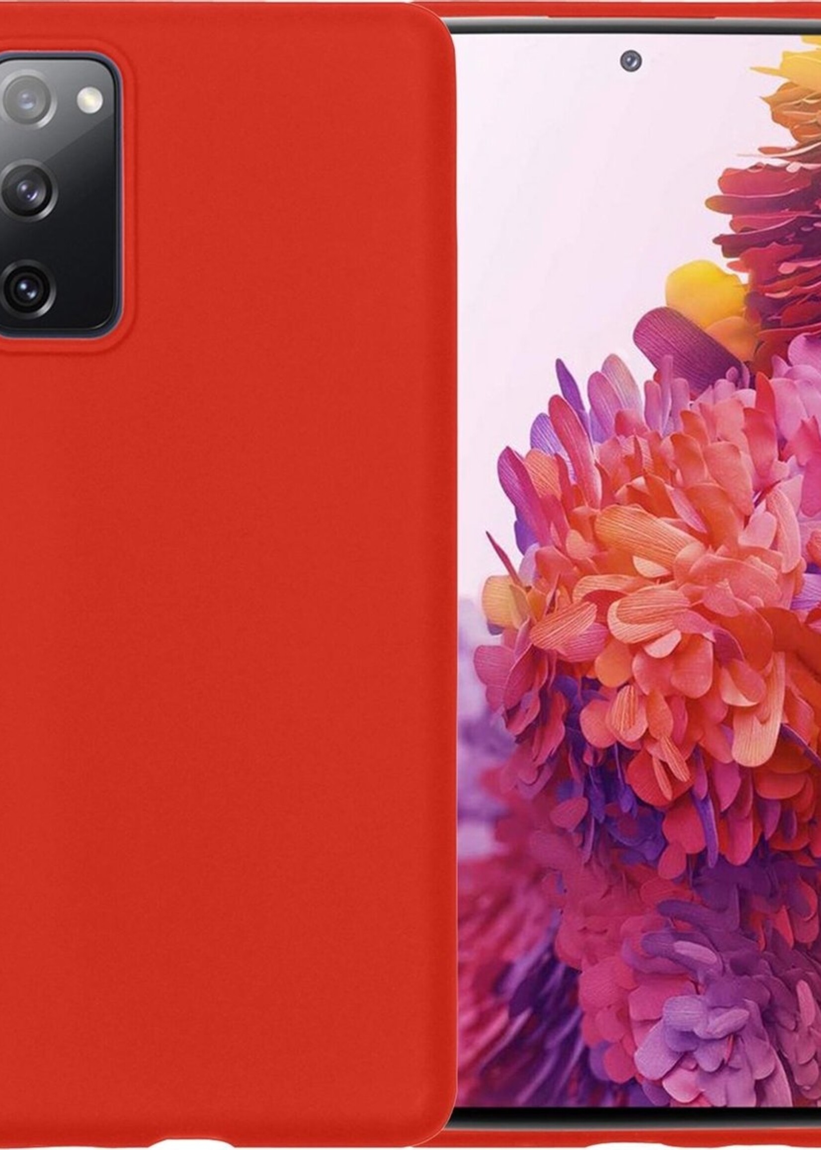 LUQ Hoesje Geschikt voor Samsung S20 FE Hoesje Siliconen Case - Hoes Geschikt voor Samsung Galaxy S20 FE Hoes Siliconen - Rood
