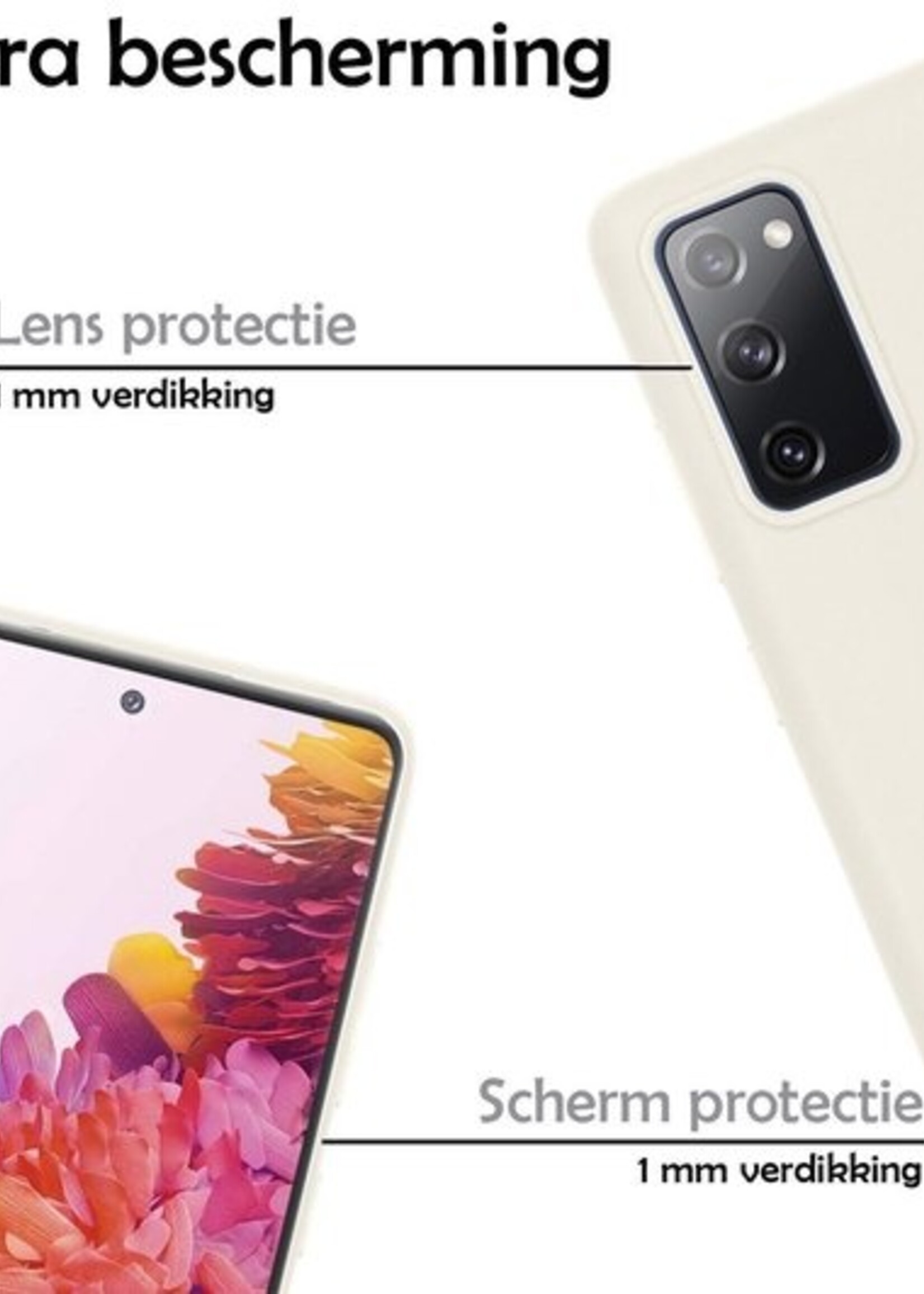 LUQ Hoesje Geschikt voor Samsung S20 FE Hoesje Siliconen Case - Hoes Geschikt voor Samsung Galaxy S20 FE Hoes Siliconen - Wit