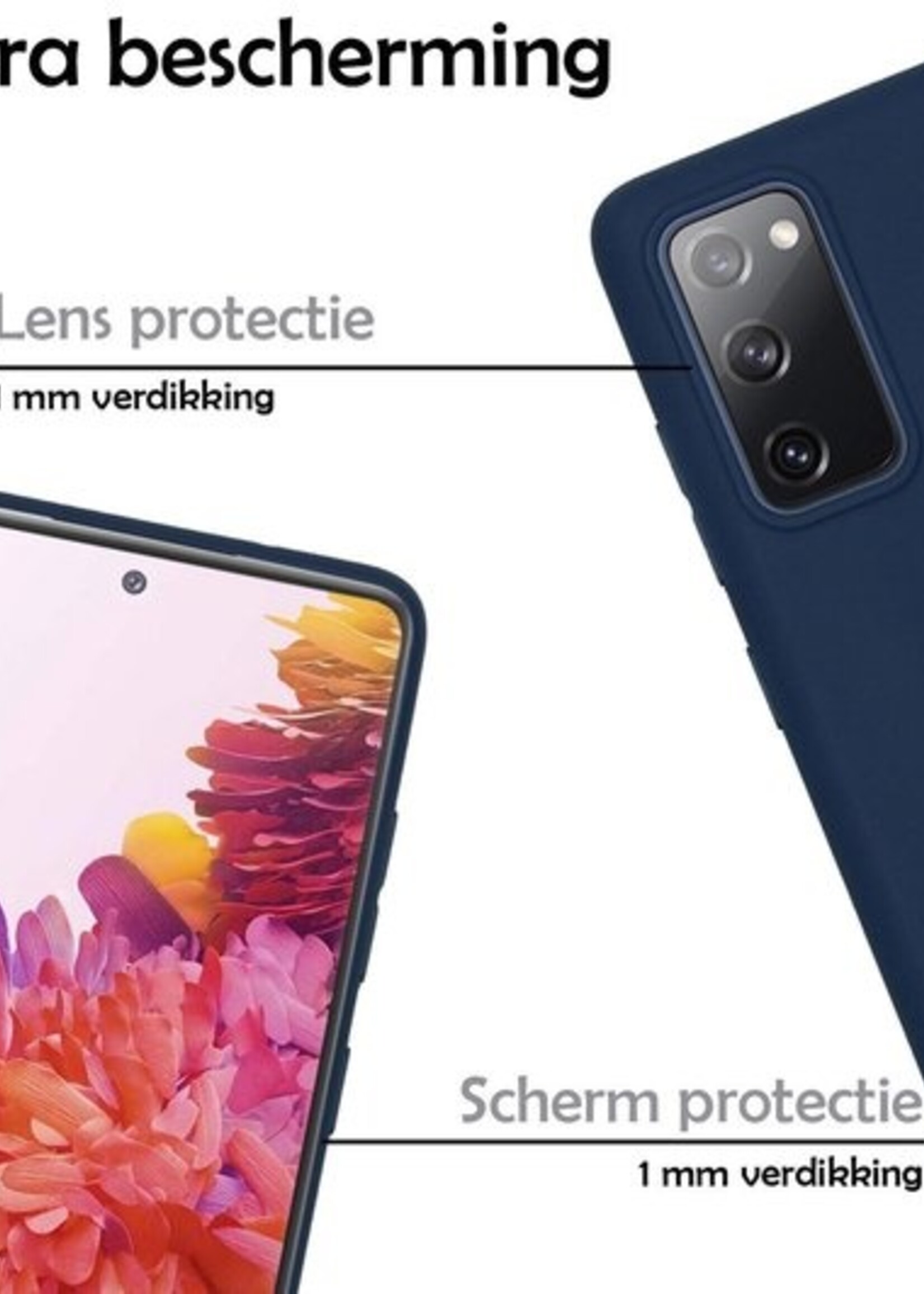LUQ Hoesje Geschikt voor Samsung S20 FE Hoesje Siliconen Case - Hoes Geschikt voor Samsung Galaxy S20 FE Hoes Siliconen - Donkerblauw