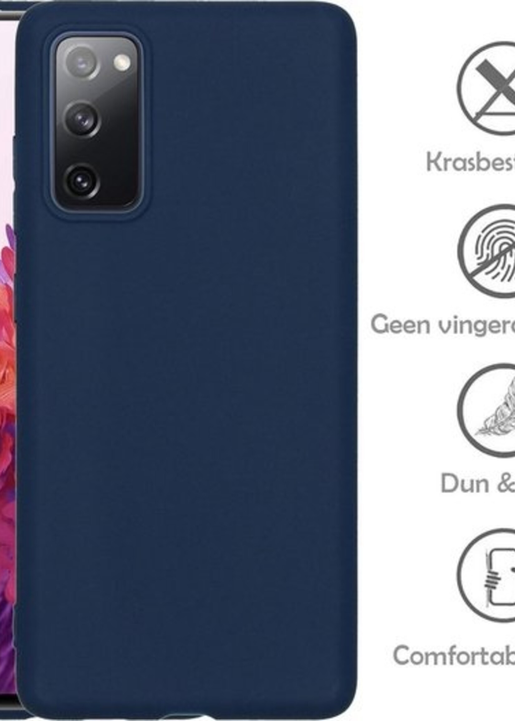 LUQ Hoesje Geschikt voor Samsung S20 FE Hoesje Siliconen Case - Hoes Geschikt voor Samsung Galaxy S20 FE Hoes Siliconen - Donkerblauw