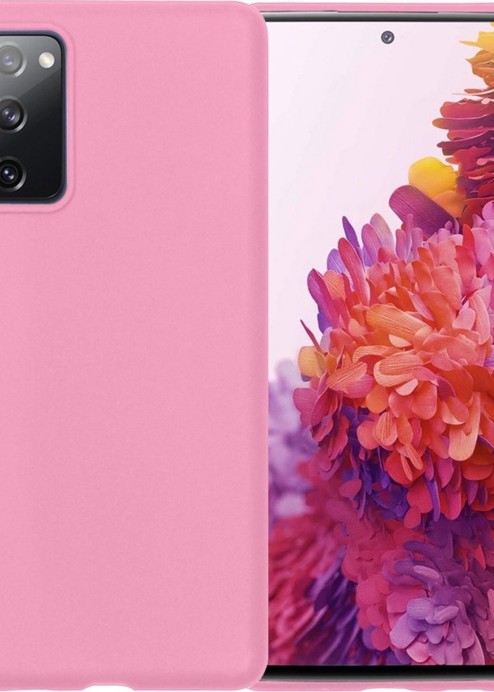LUQ Hoesje Geschikt voor Samsung S20 FE Hoesje Siliconen Case - Hoes Geschikt voor Samsung Galaxy S20 FE Hoes Siliconen - Lichtroze