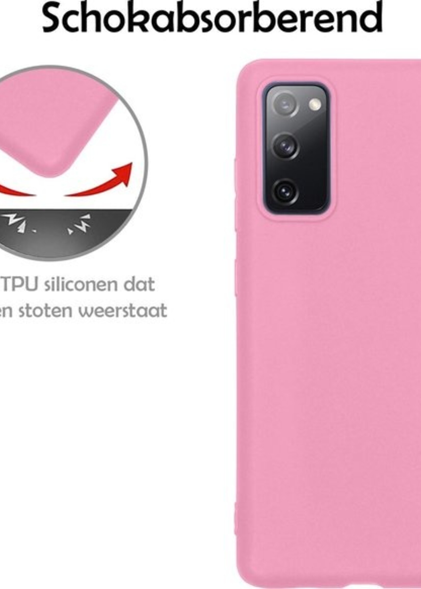 LUQ Hoesje Geschikt voor Samsung S20 FE Hoesje Siliconen Case - Hoes Geschikt voor Samsung Galaxy S20 FE Hoes Siliconen - Lichtroze