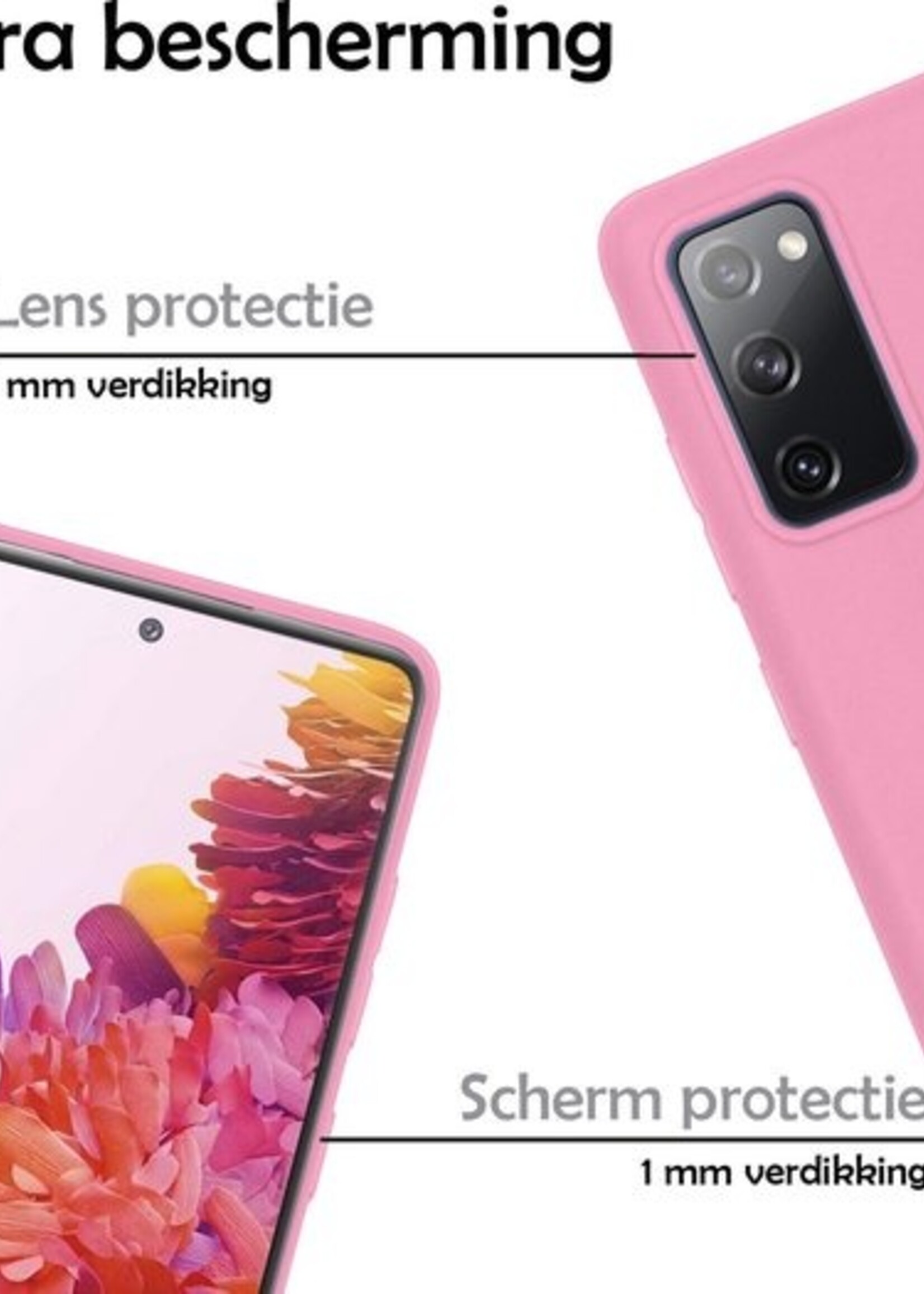 LUQ Hoesje Geschikt voor Samsung S20 FE Hoesje Siliconen Case - Hoes Geschikt voor Samsung Galaxy S20 FE Hoes Siliconen - Lichtroze