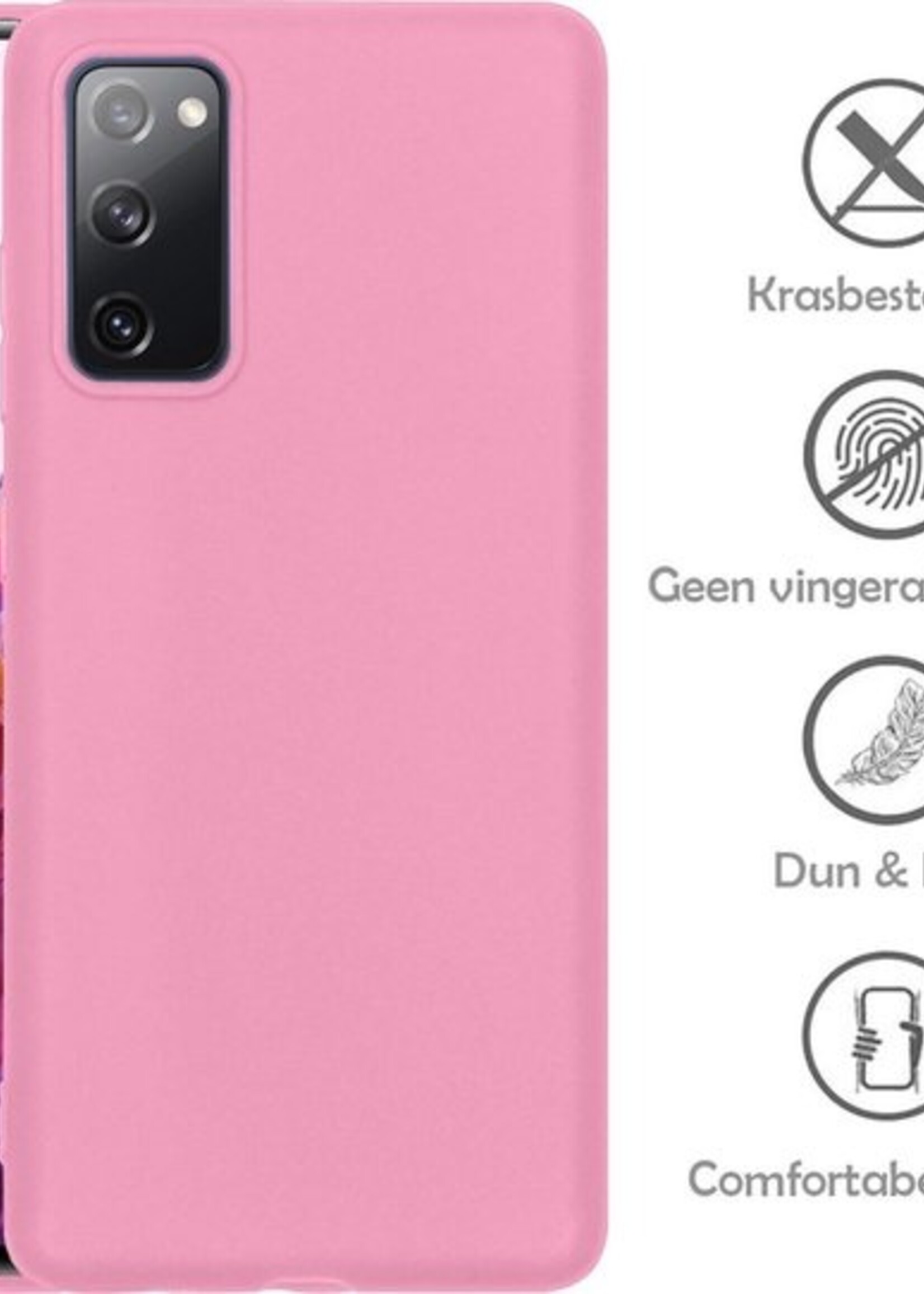 LUQ Hoesje Geschikt voor Samsung S20 FE Hoesje Siliconen Case - Hoes Geschikt voor Samsung Galaxy S20 FE Hoes Siliconen - Lichtroze