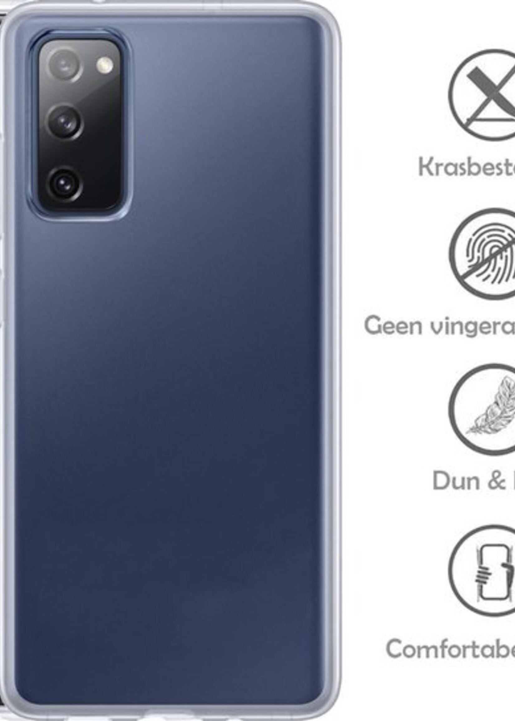 LUQ Hoesje Geschikt voor Samsung S20 FE Hoesje Siliconen Case - Hoes Geschikt voor Samsung Galaxy S20 FE Hoes Siliconen - Transparant - 2 Stuks