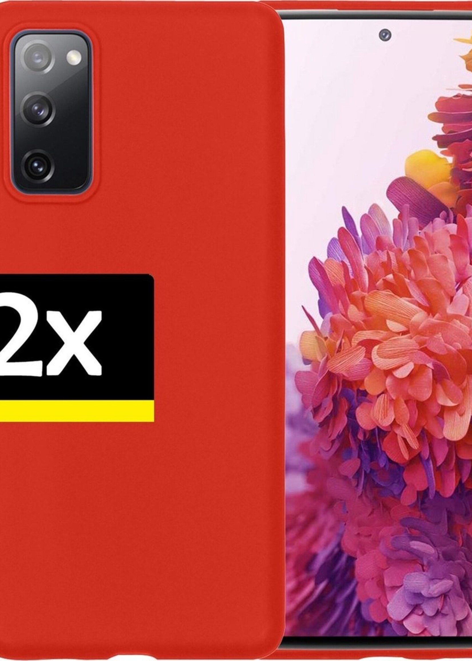 LUQ Hoesje Geschikt voor Samsung S20 FE Hoesje Siliconen Case - Hoes Geschikt voor Samsung Galaxy S20 FE Hoes Siliconen - Rood - 2 Stuks