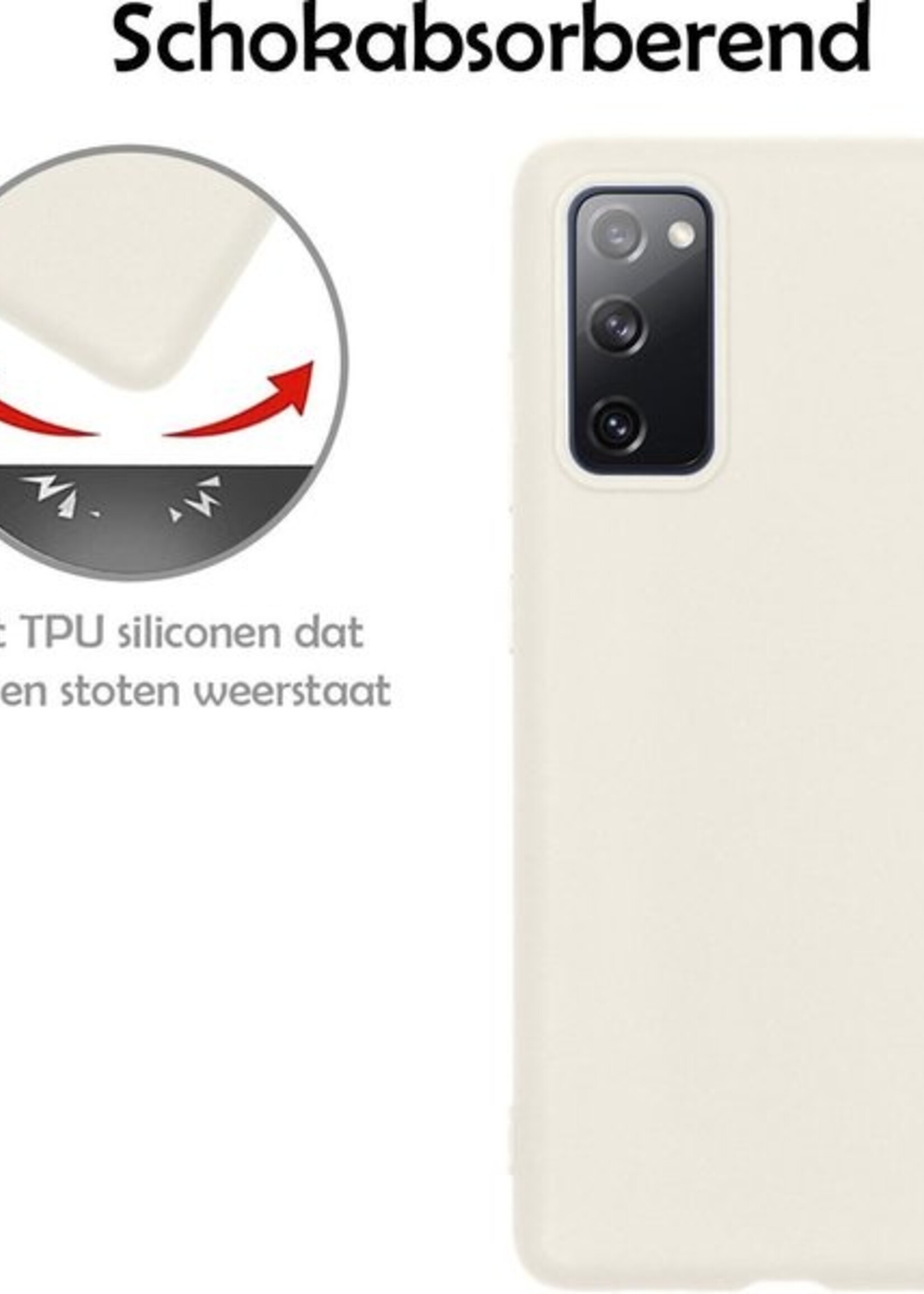 LUQ Hoesje Geschikt voor Samsung S20 FE Hoesje Siliconen Case - Hoes Geschikt voor Samsung Galaxy S20 FE Hoes Siliconen - Wit - 2 Stuks