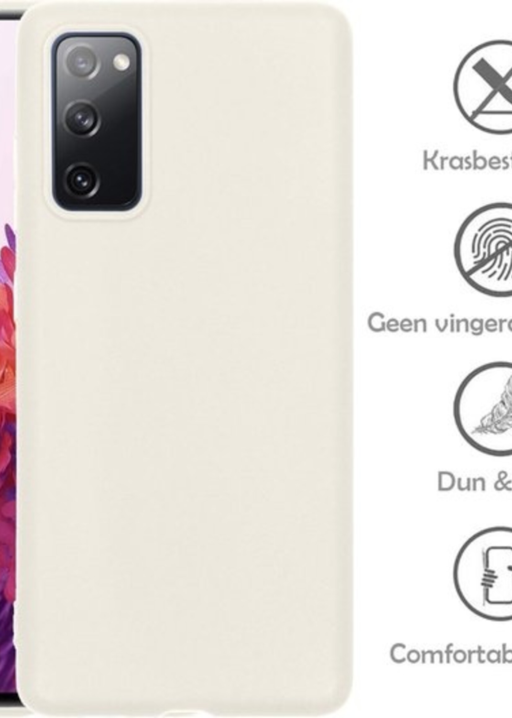 LUQ Hoesje Geschikt voor Samsung S20 FE Hoesje Siliconen Case - Hoes Geschikt voor Samsung Galaxy S20 FE Hoes Siliconen - Wit - 2 Stuks