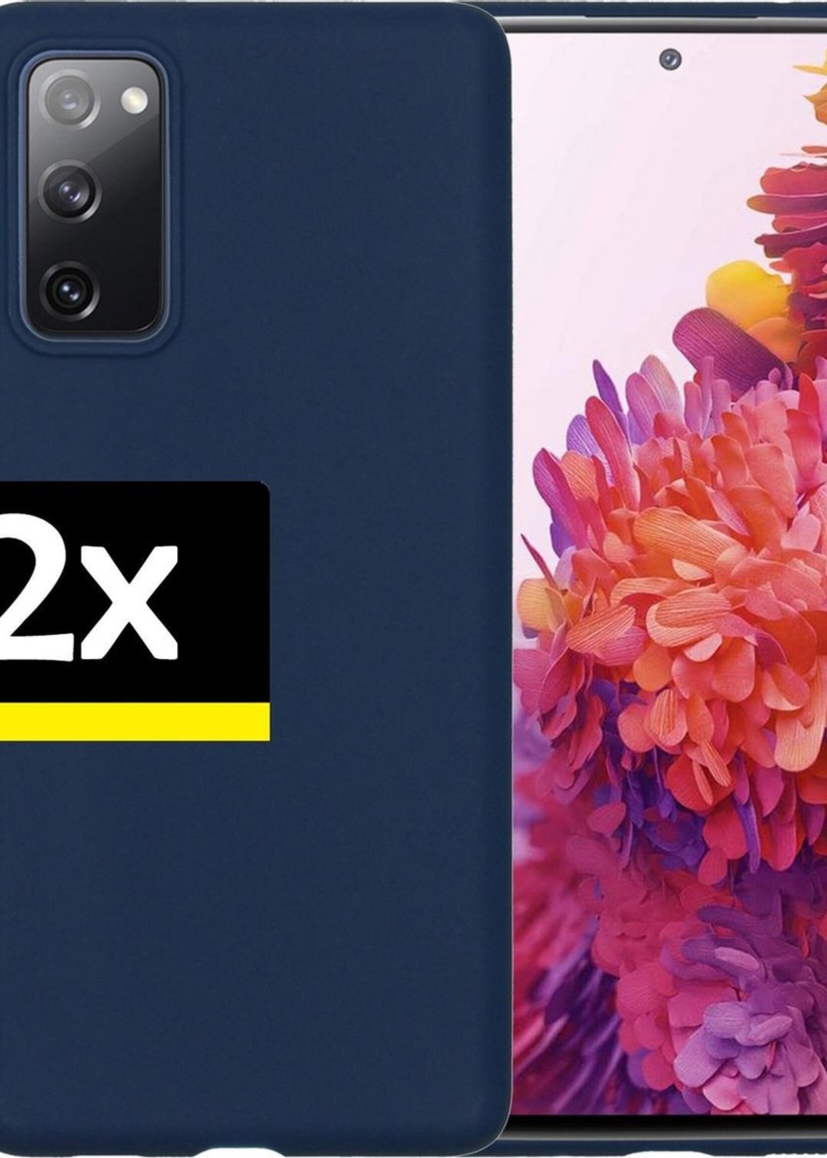 LUQ Hoesje Geschikt voor Samsung S20 FE Hoesje Siliconen Case - Hoes Geschikt voor Samsung Galaxy S20 FE Hoes Siliconen - Donkerblauw - 2 Stuks