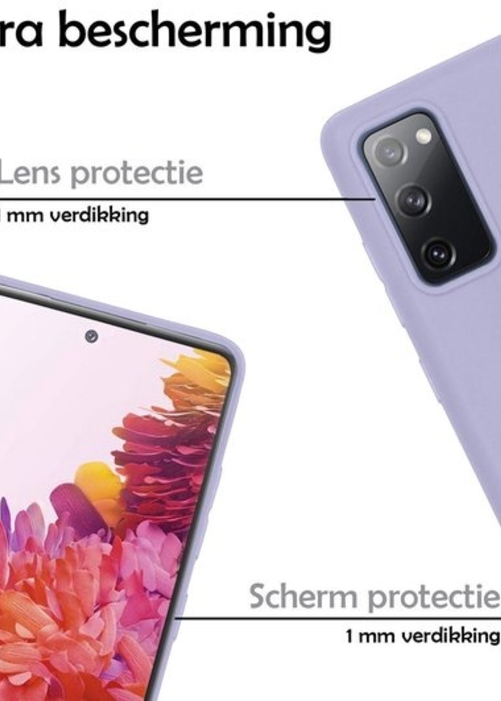 LUQ Hoesje Geschikt voor Samsung S20 FE Hoesje Siliconen Case - Hoes Geschikt voor Samsung Galaxy S20 FE Hoes Siliconen - Lila - 2 Stuks