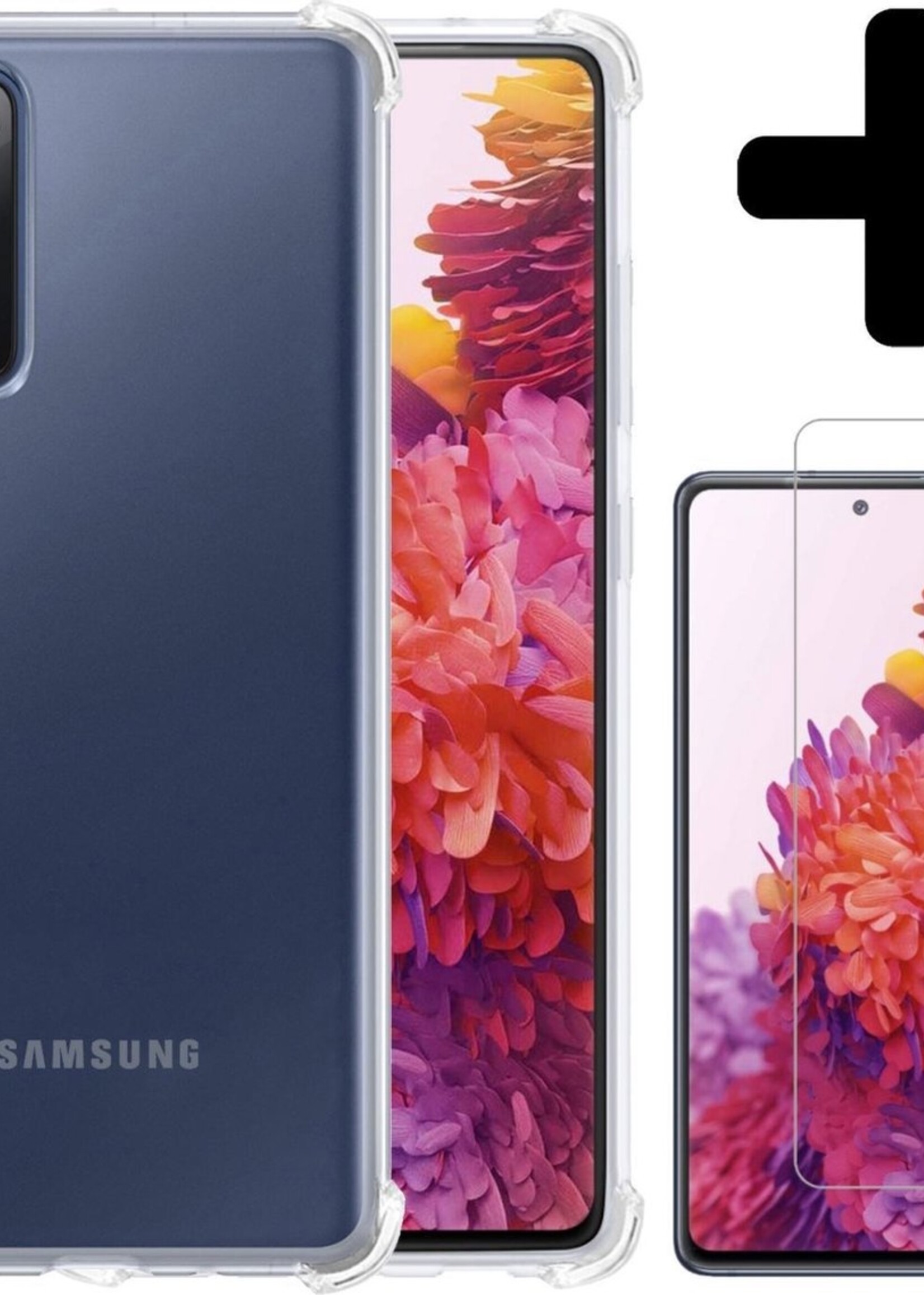 LUQ Hoesje Geschikt voor Samsung S20 FE Hoesje Shockproof Case Siliconen Met Screenprotector - Hoes Geschikt voor Samsung Galaxy S20 FE Hoes Cover Siliconen - Transparant