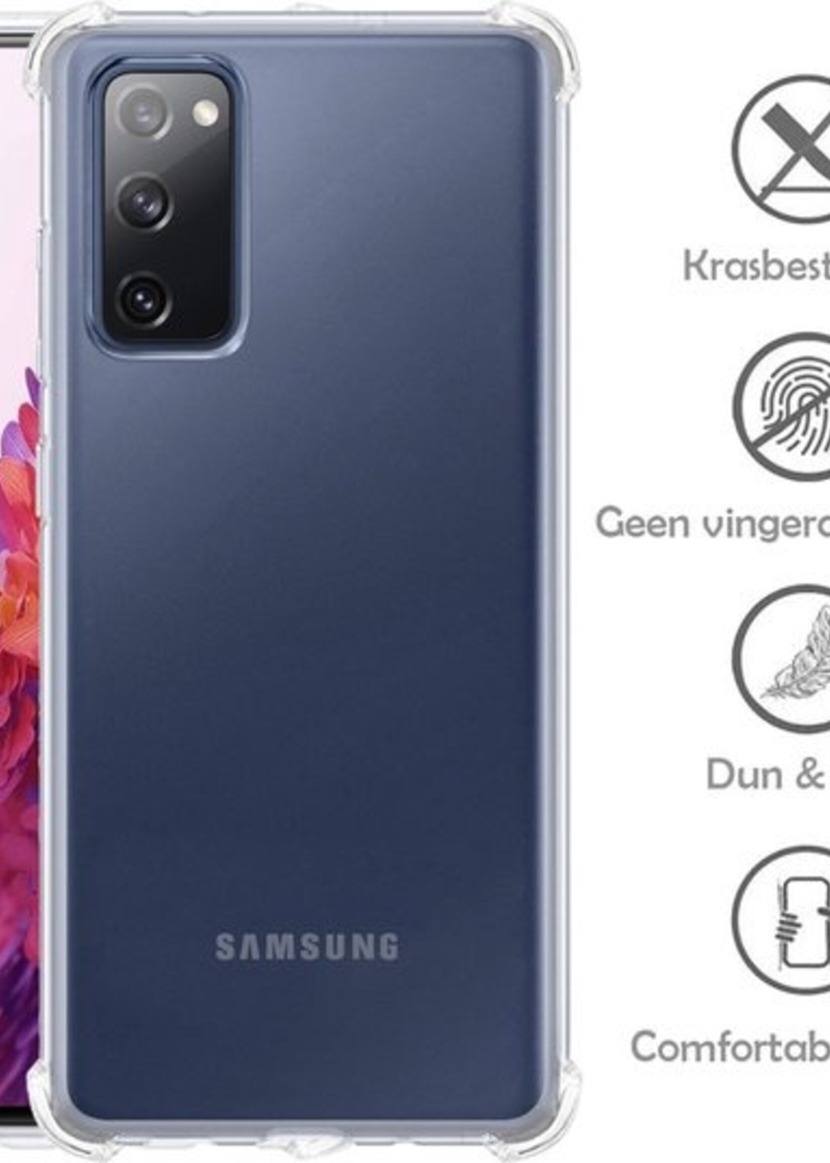 LUQ Hoesje Geschikt voor Samsung S20 FE Hoesje Shockproof Case Siliconen Met Screenprotector - Hoes Geschikt voor Samsung Galaxy S20 FE Hoes Cover Siliconen - Transparant