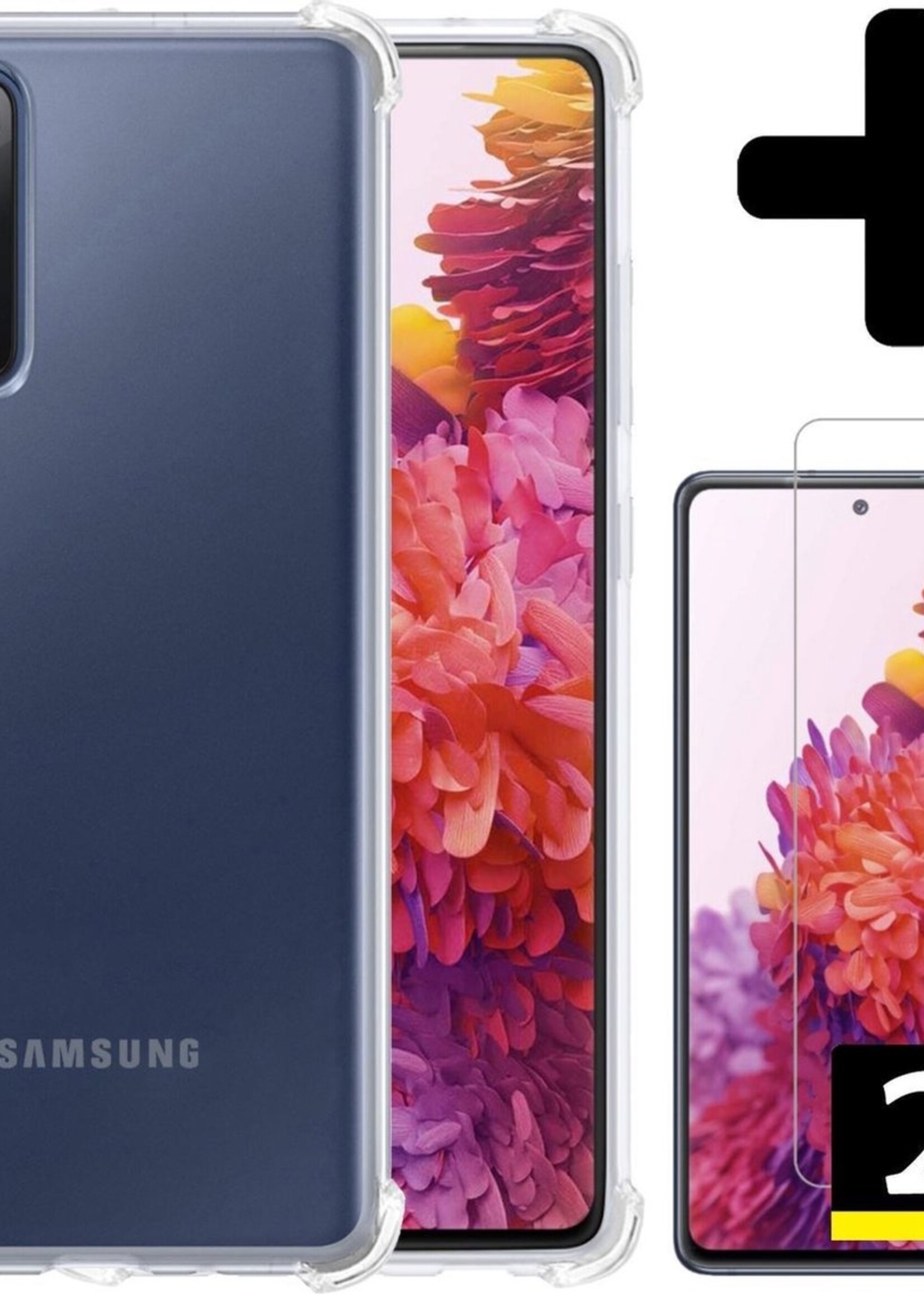 LUQ Hoesje Geschikt voor Samsung S20 FE Hoesje Shockproof Case Siliconen Met 2x Screenprotector - Hoes Geschikt voor Samsung Galaxy S20 FE Hoes Cover Siliconen - Transparant