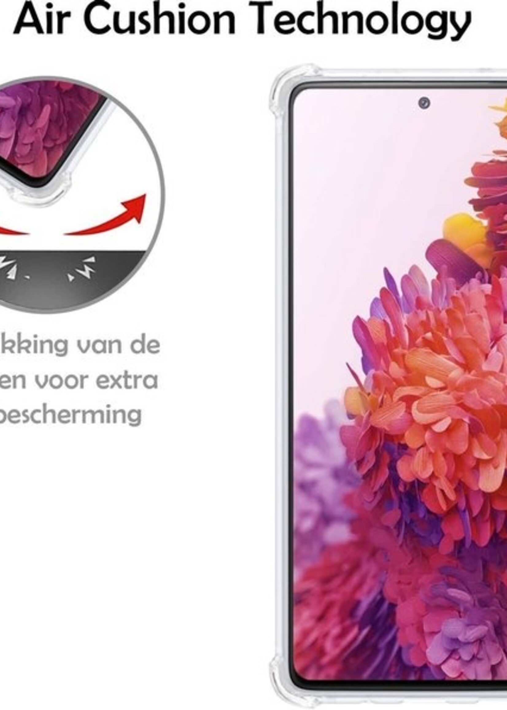 LUQ Hoesje Geschikt voor Samsung S20 FE Hoesje Shockproof Case Siliconen Met 2x Screenprotector - Hoes Geschikt voor Samsung Galaxy S20 FE Hoes Cover Siliconen - Transparant