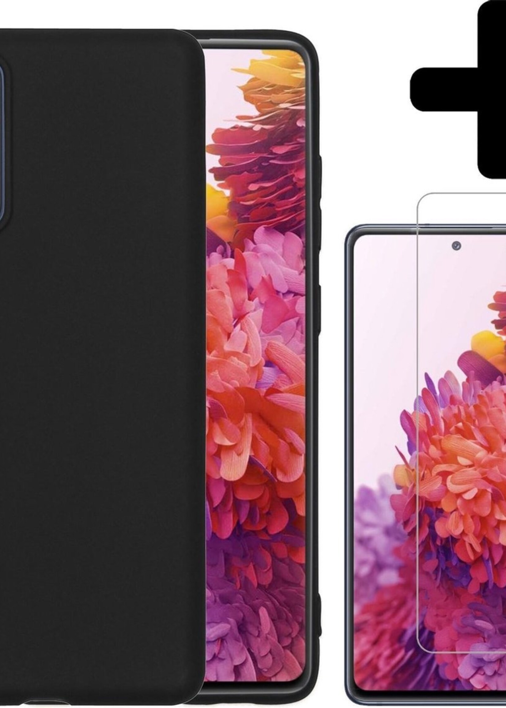 LUQ Hoesje Geschikt voor Samsung S20 FE Hoesje Siliconen Case Met Screenprotector - Hoes Geschikt voor Samsung Galaxy S20 FE Hoes Siliconen - Zwart